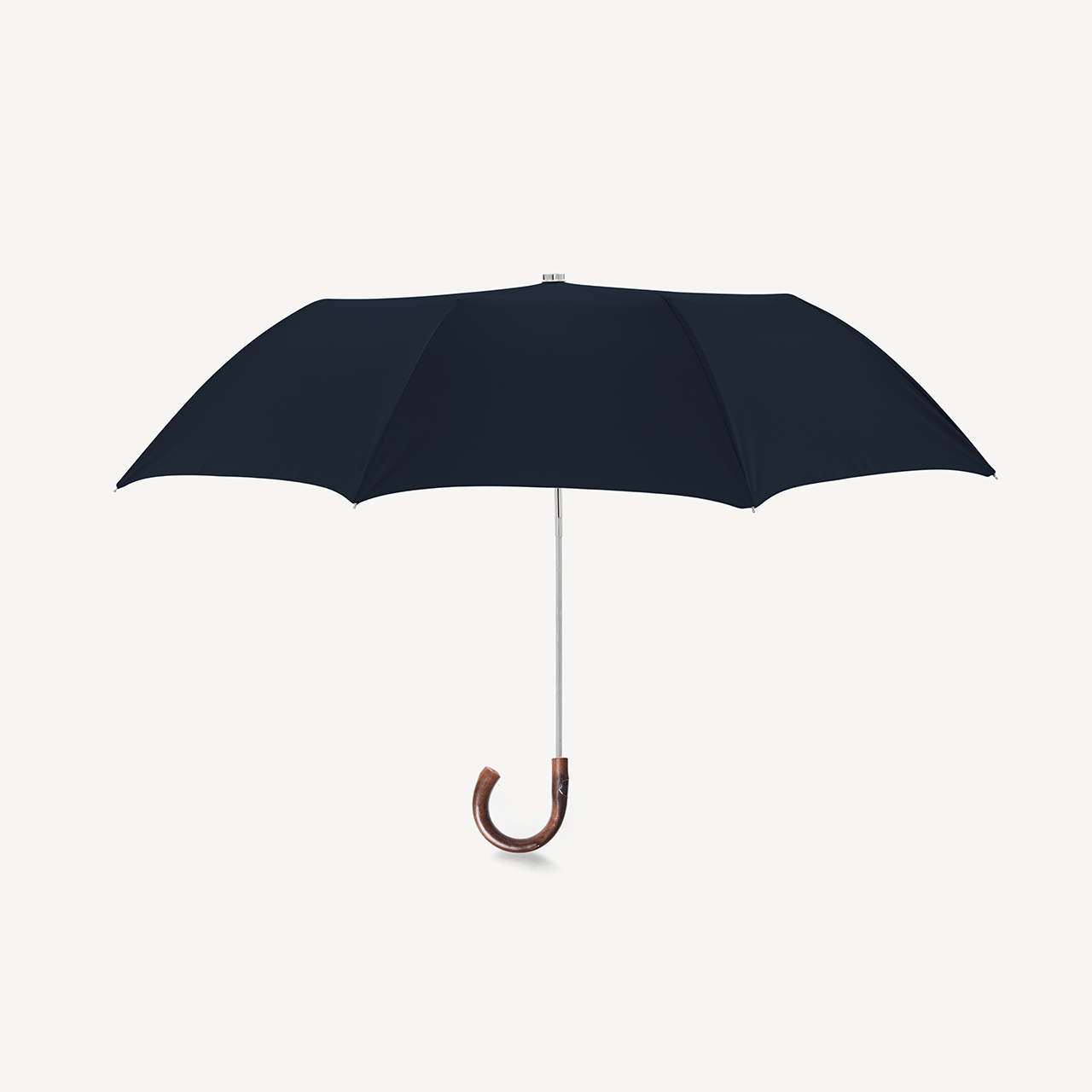 Collapsible Umbrella with Chestnut Handle - Navy - Swaine Group Ltd