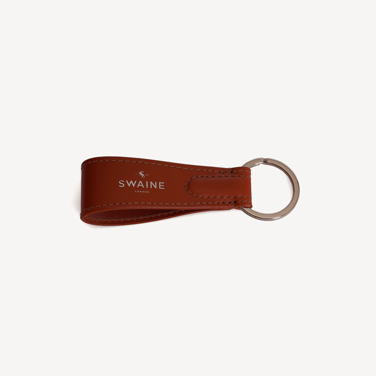 Swaine Keyring - London Tan with Silver Embossing - Swaine