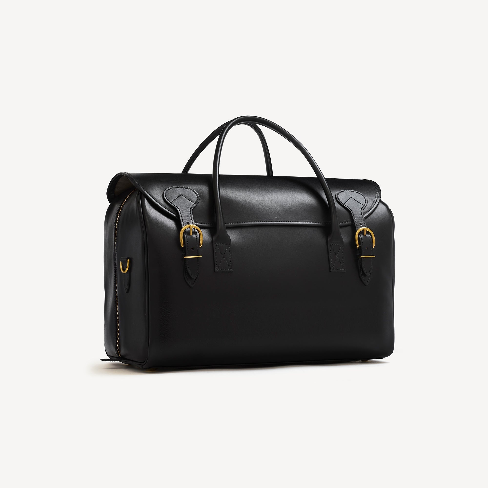 black leather weekend holdall bag