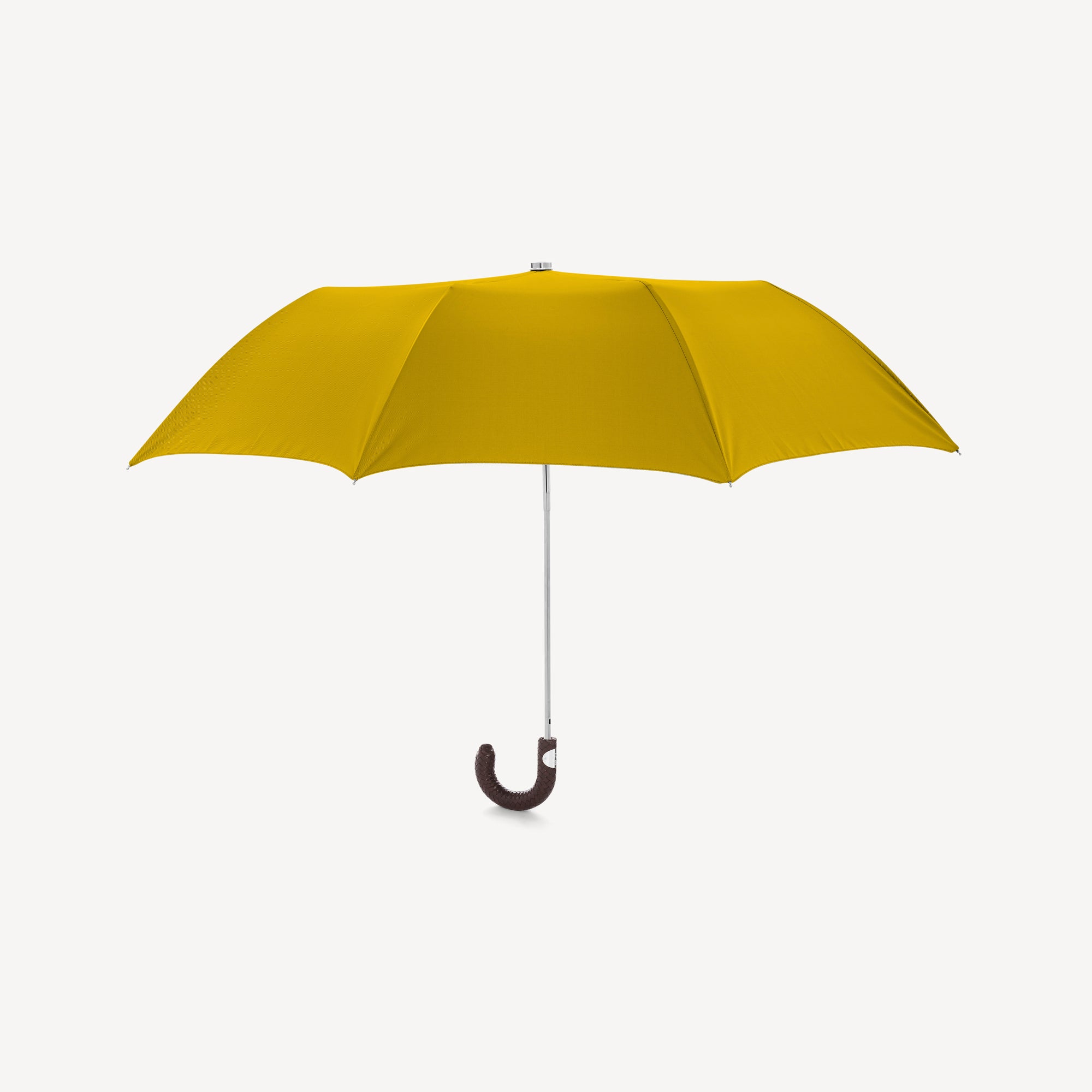 Collapsible Umbrella with Braided Leather Handle - Mustard - Swaine