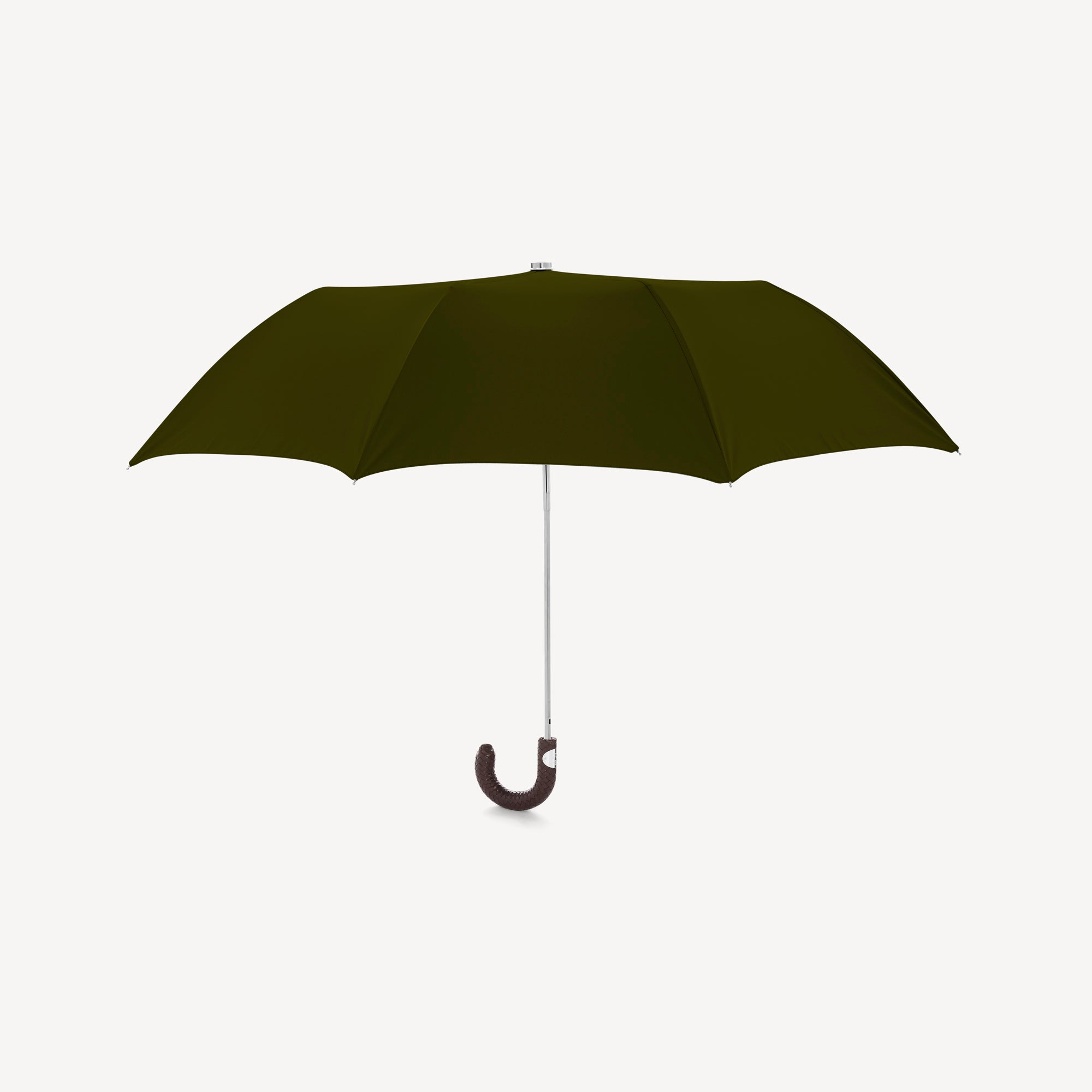 Collapsible Umbrella with Braided Leather Handle - Olive - Swaine
