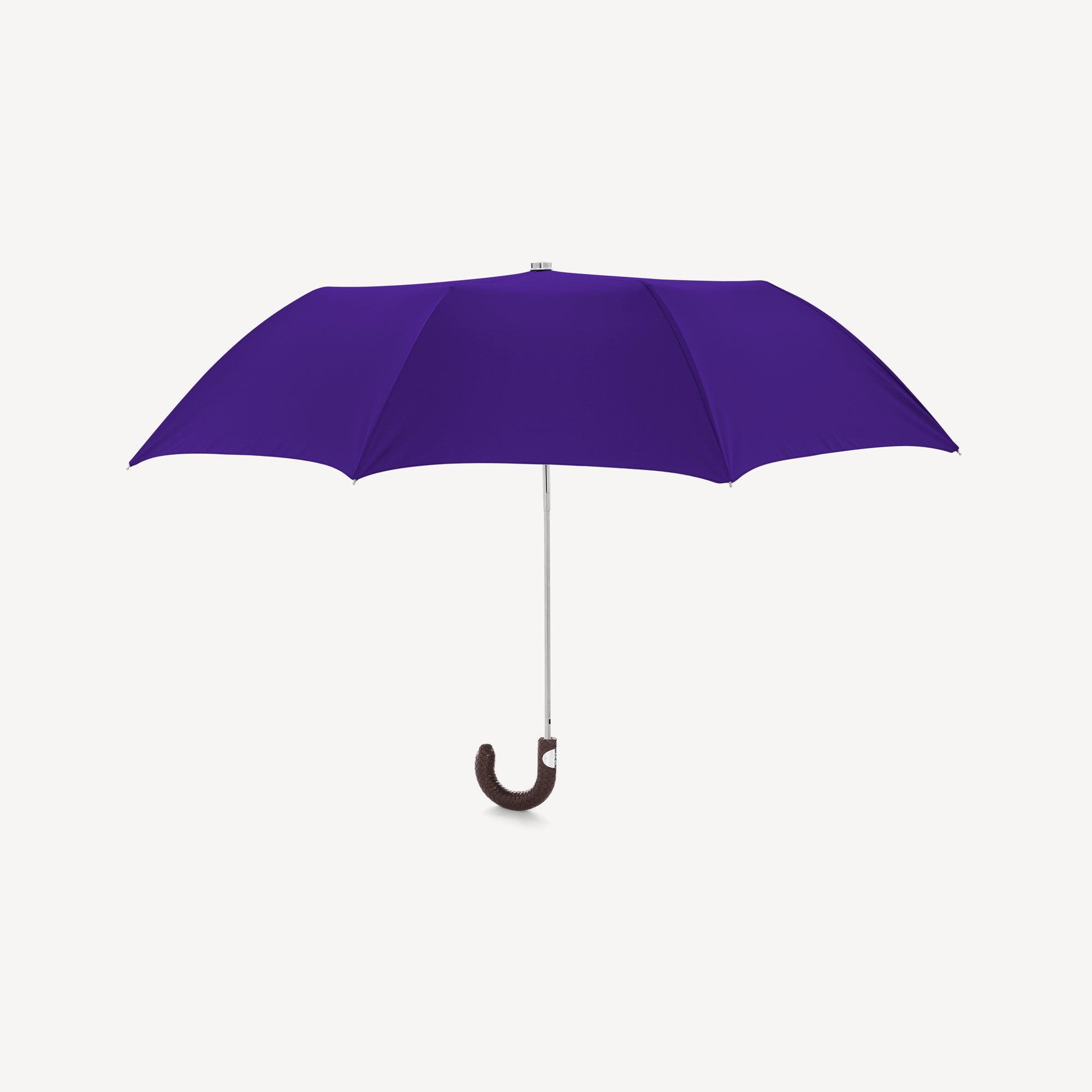 Collapsible Umbrella with Braided Leather Handle - Purple - Swaine