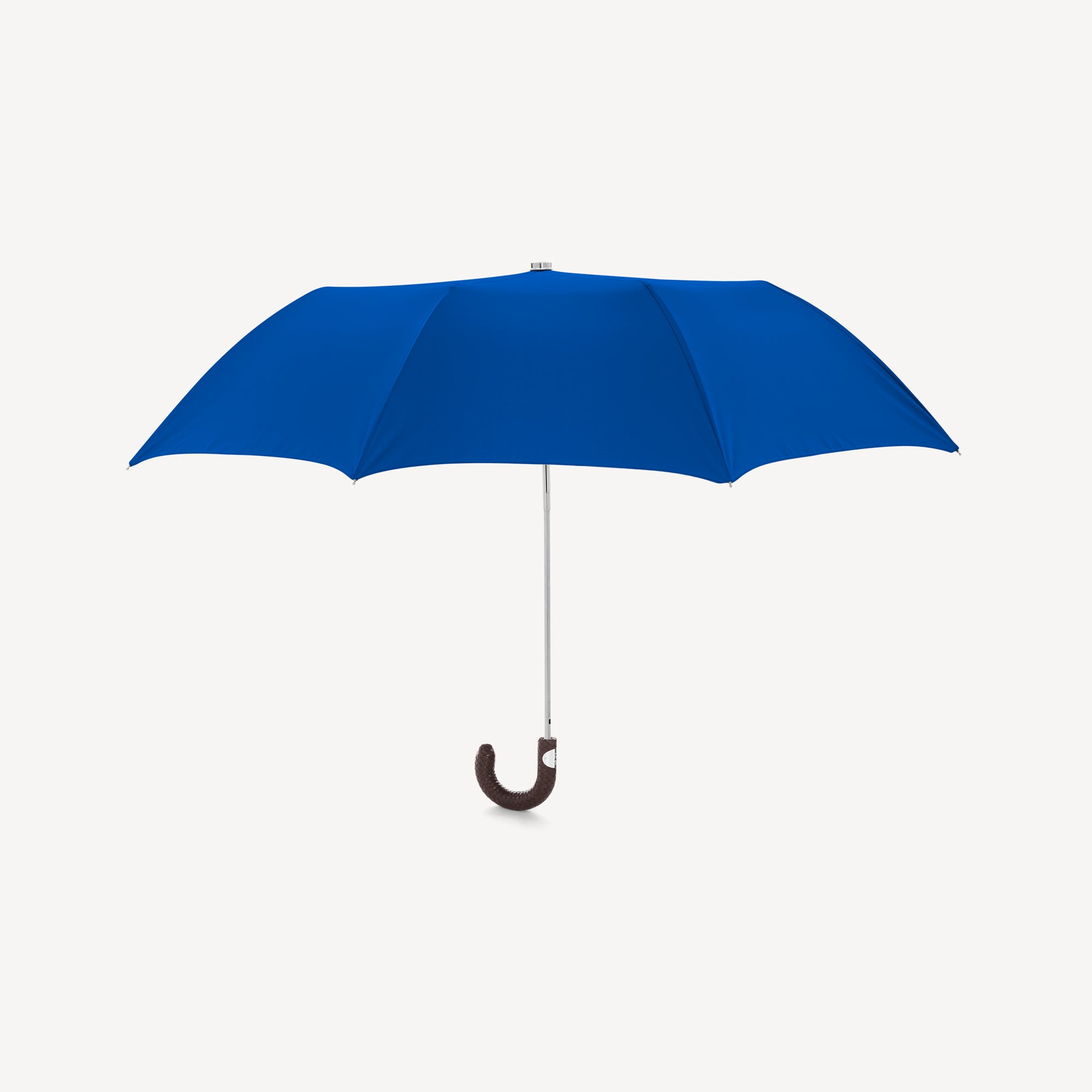 Collapsible Umbrella with Braided Leather Handle - Royal Blue - Swaine
