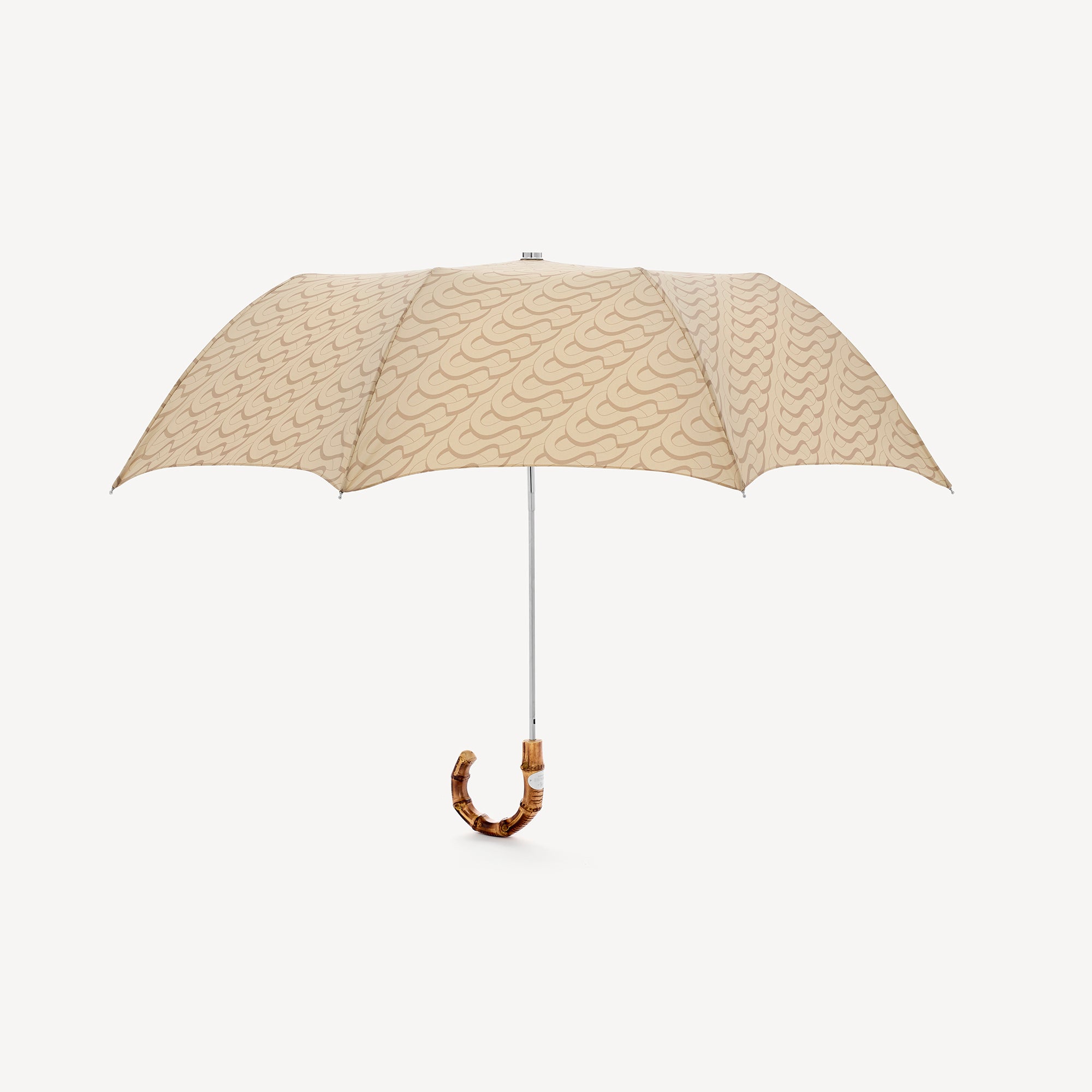 Collapsible Umbrella Whangee Handle Monogram Print - Beige