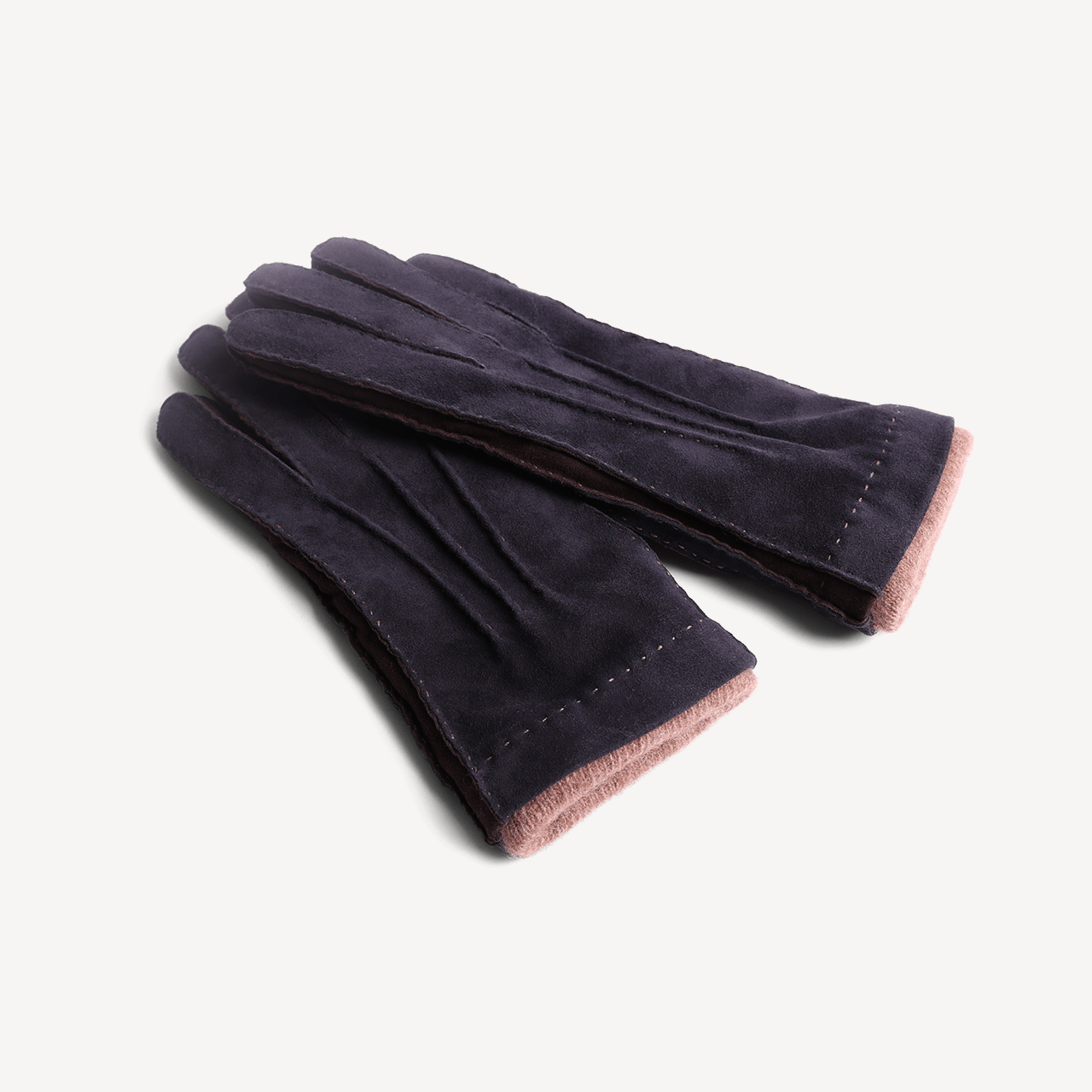 Women's Leather Suede Gloves - Navy & Brown - Swaine Group Ltd