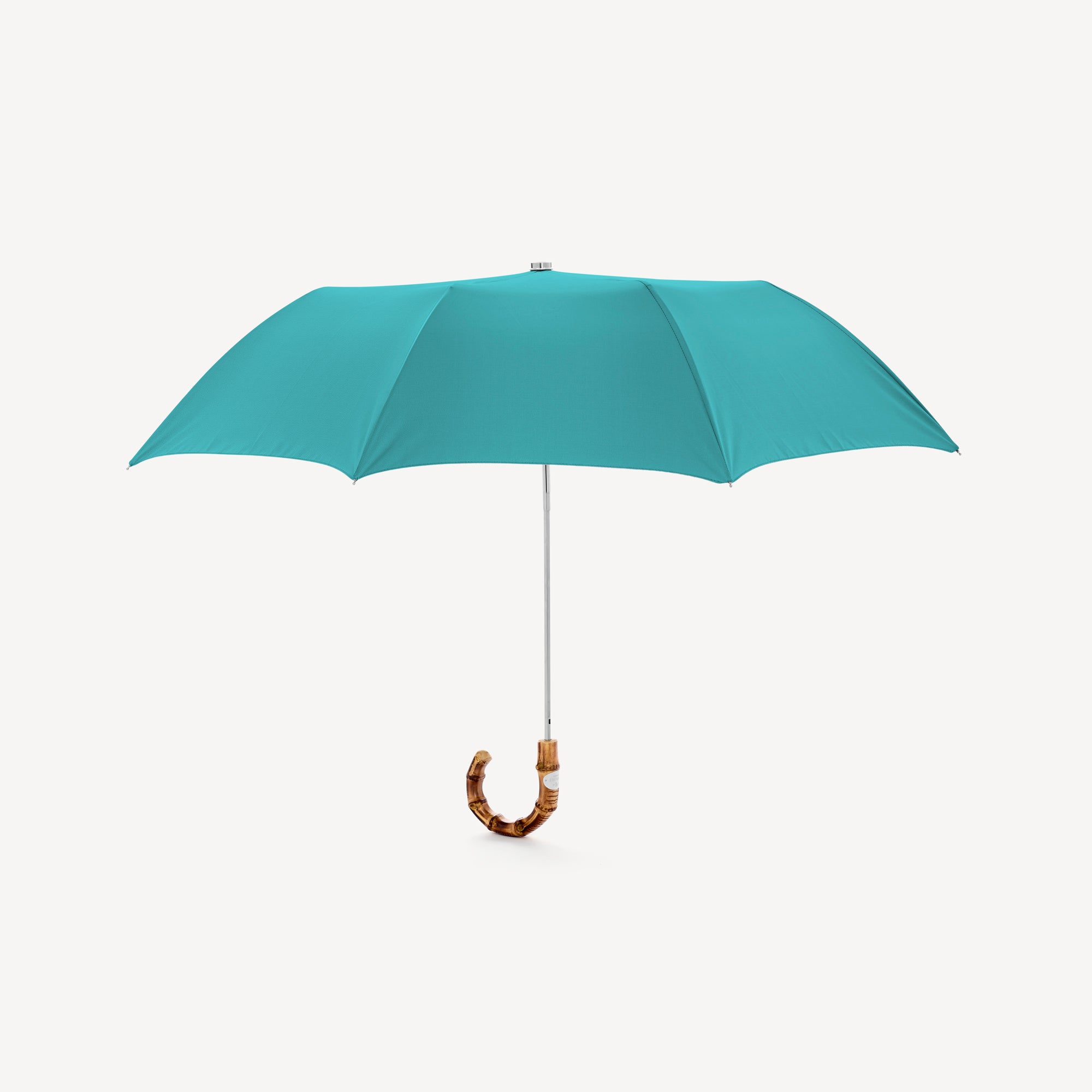 Collapsible Umbrella with Whangee Handle - Aqua - Swaine