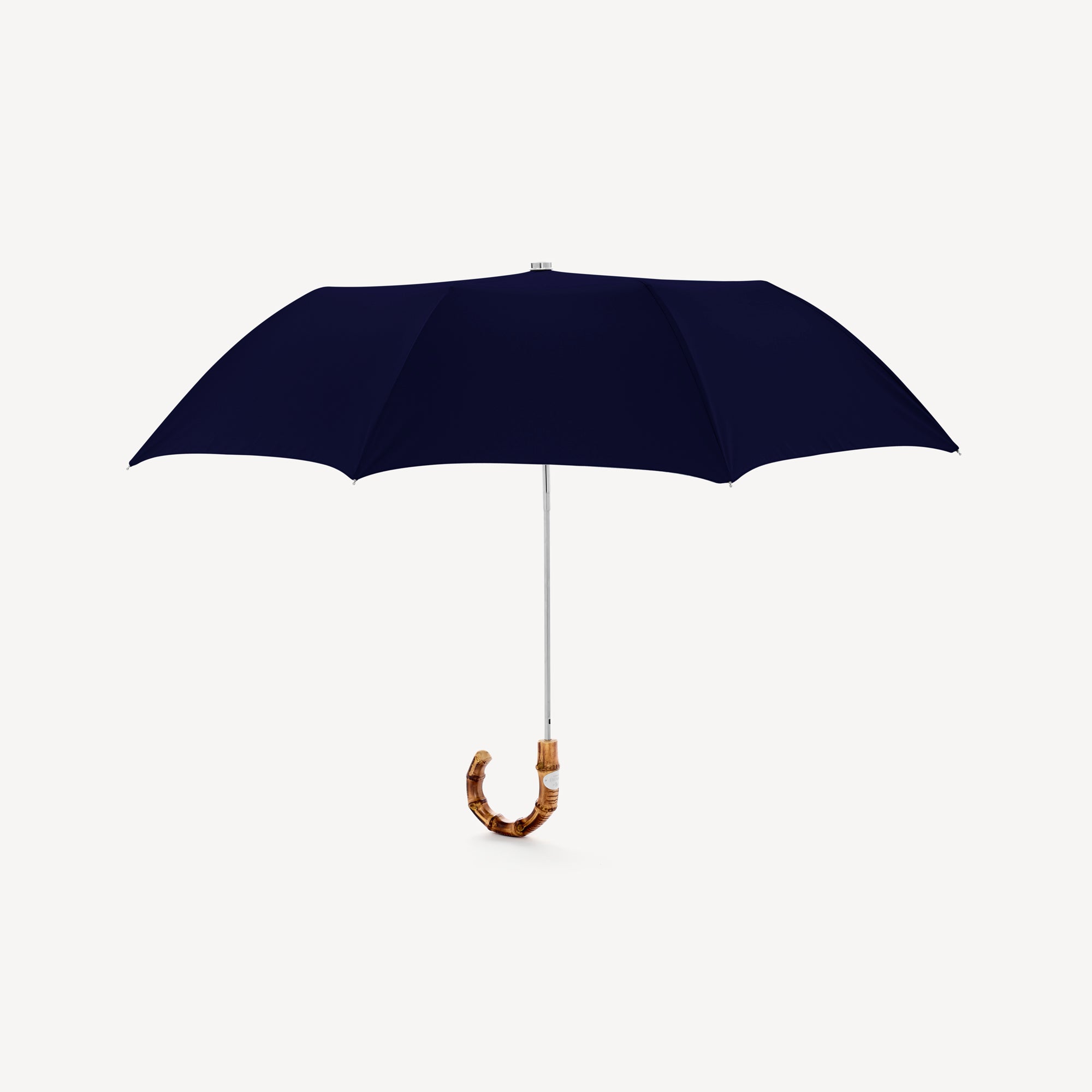 Collapsible Umbrella with Whangee Handle - Navy - Swaine