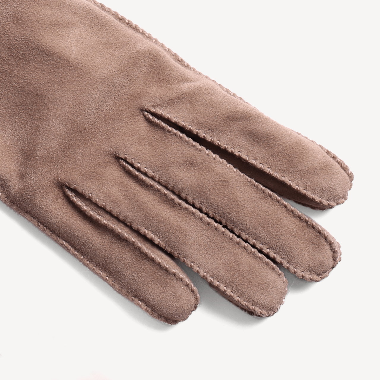 Women's Leather Suede Gloves with Rabbit Fur Trim - Cream - Swaine Group Ltd