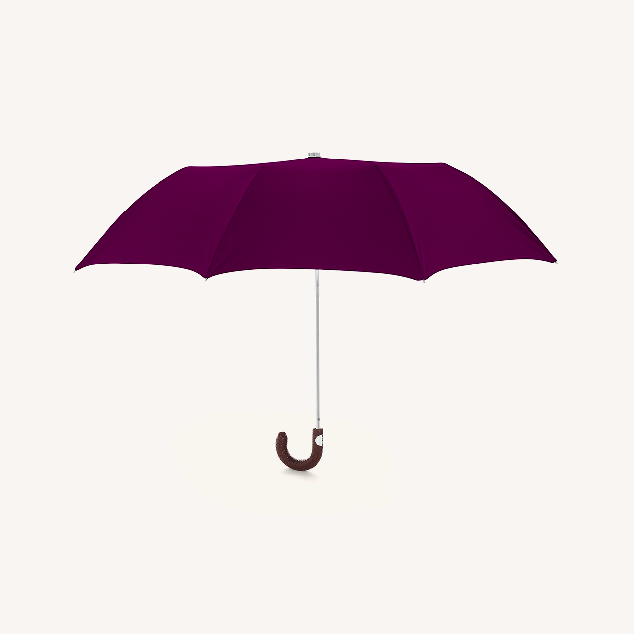 Collapsible Umbrella with Braided Leather Handle