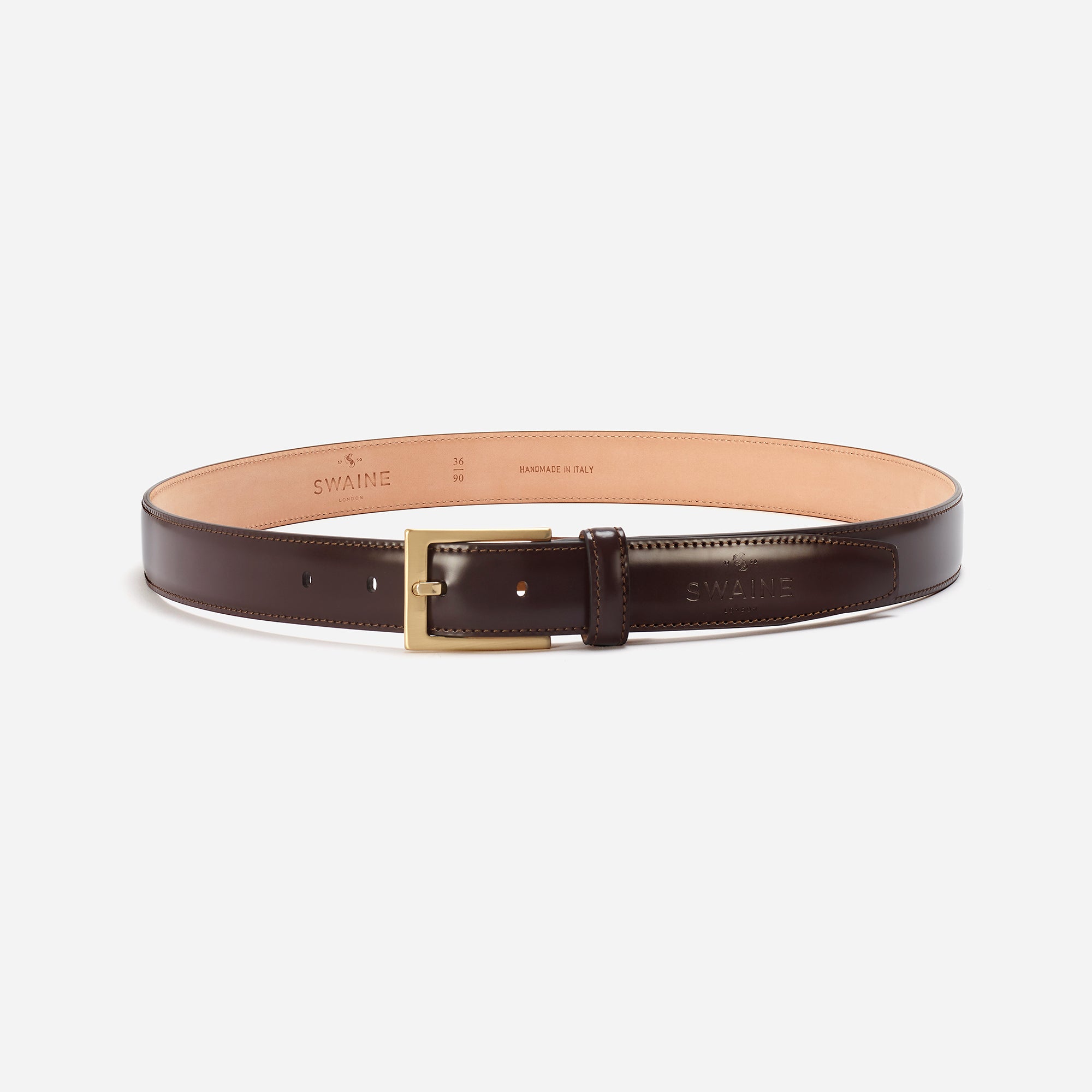 Men's Leather Belt - Brown - Swaine