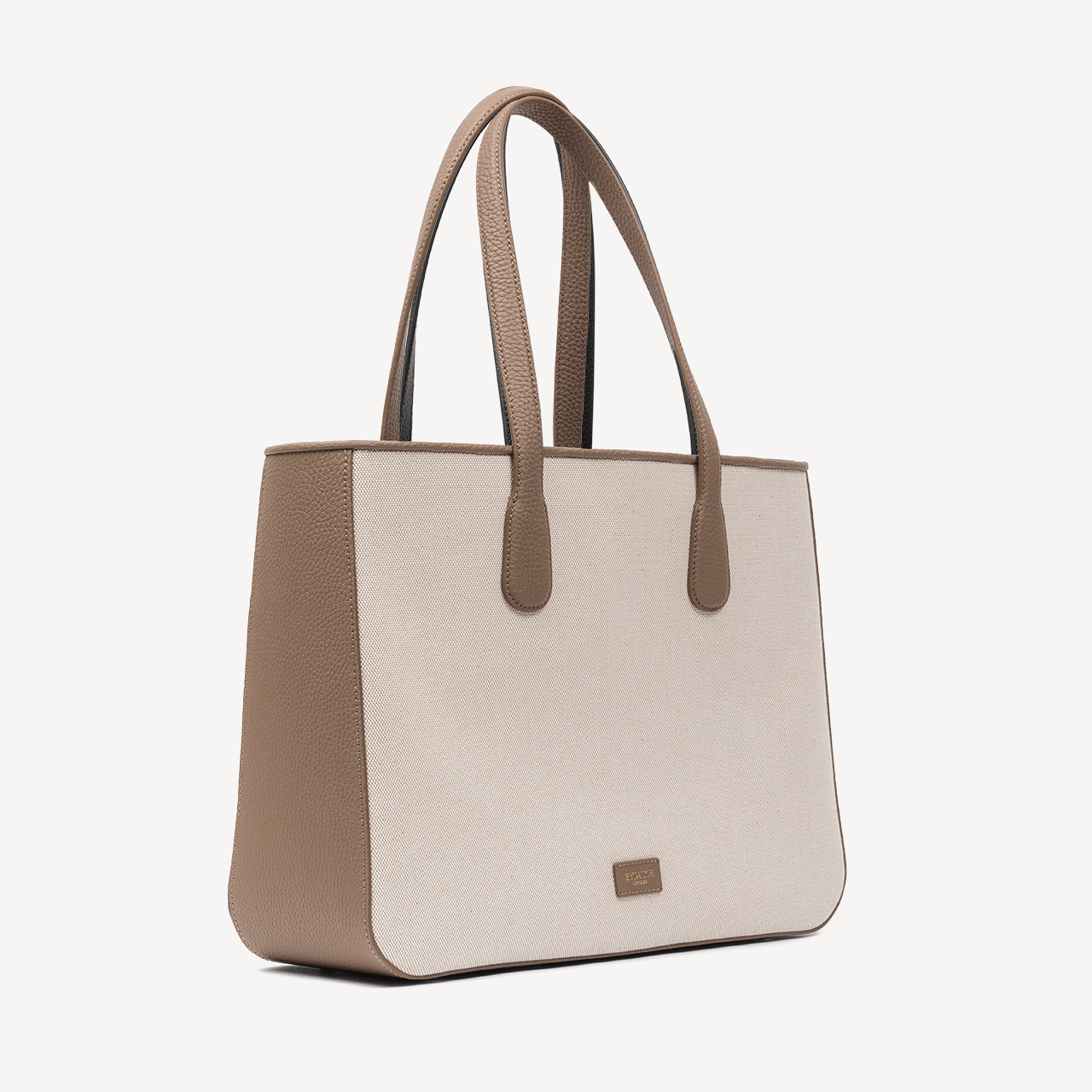 Shopper - Taupe Pebble & Beige Canvas - Swaine
