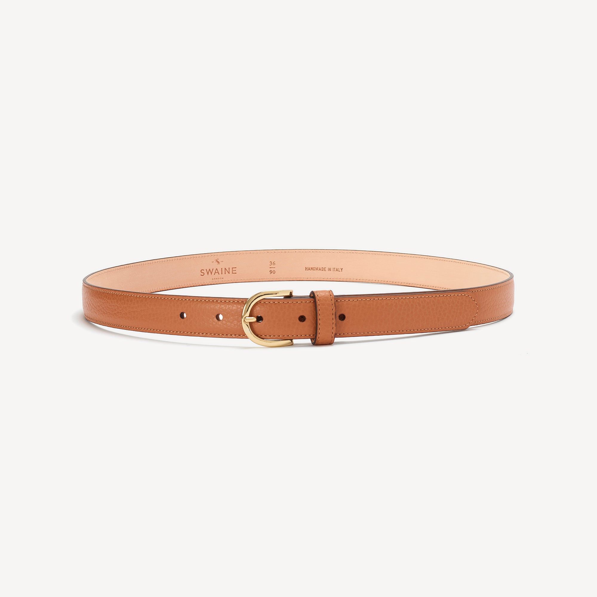 Women's Belt with Round Buckle - Tobacco - Swaine