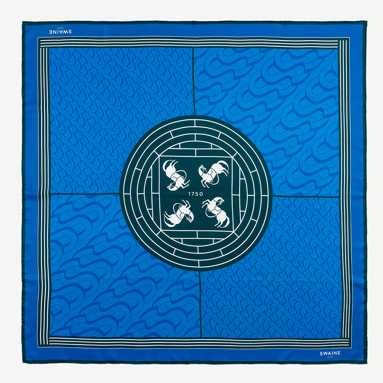 Monogrammed Silk Scarf - Blue - Swaine
