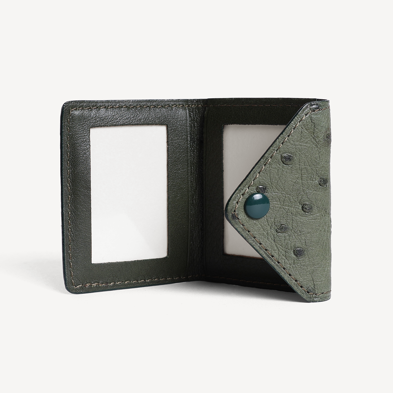 Ostrich 2 Photo Frame with Snap Button Closure - Green