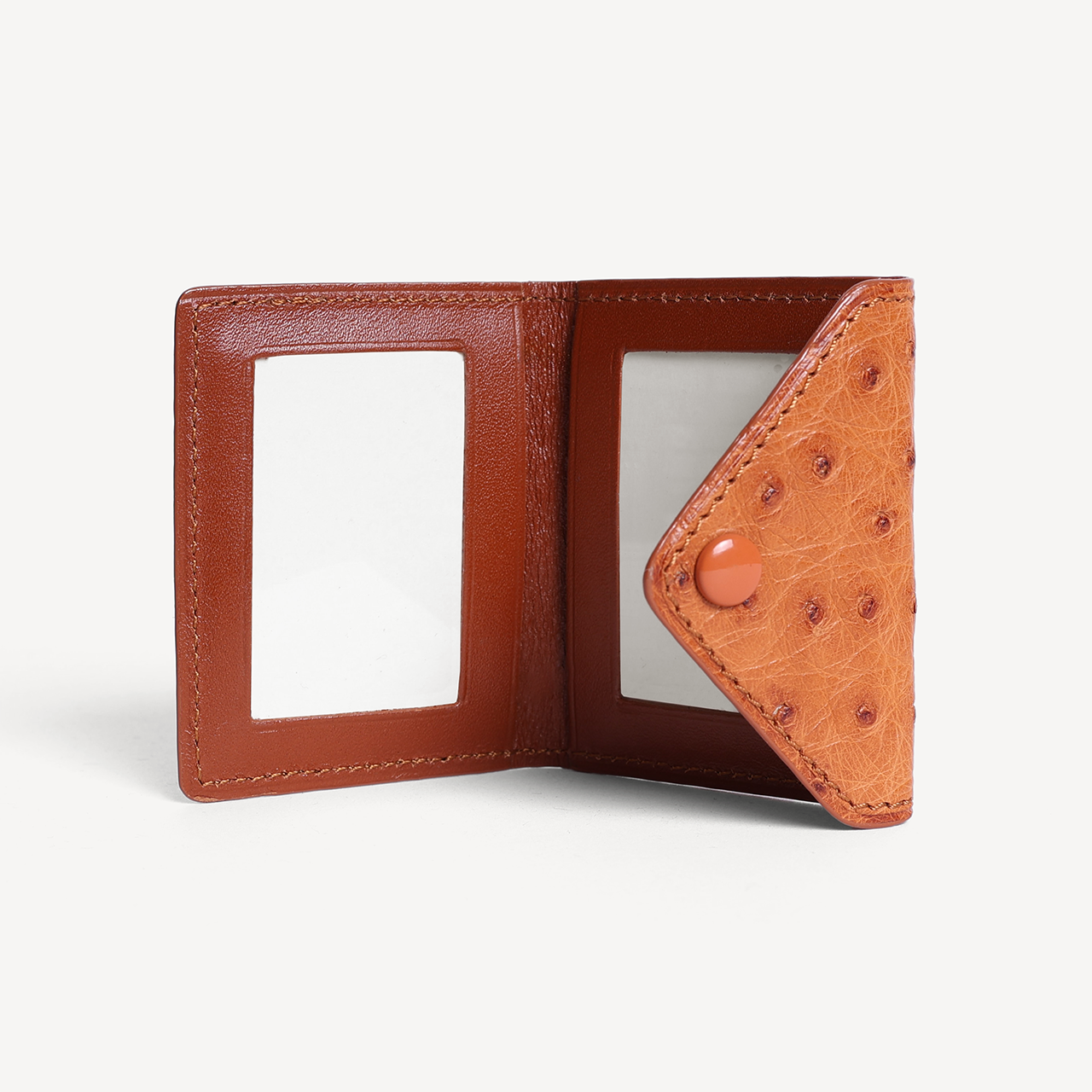 Ostrich 2 Photo Frame with Snap Button Closure - Tan