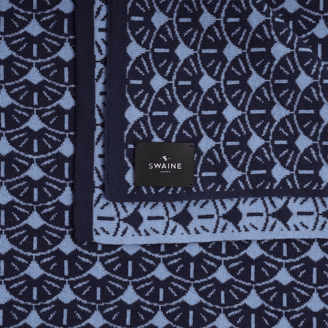 Biella Jacquard Scarf - Navy and Blue - Swaine