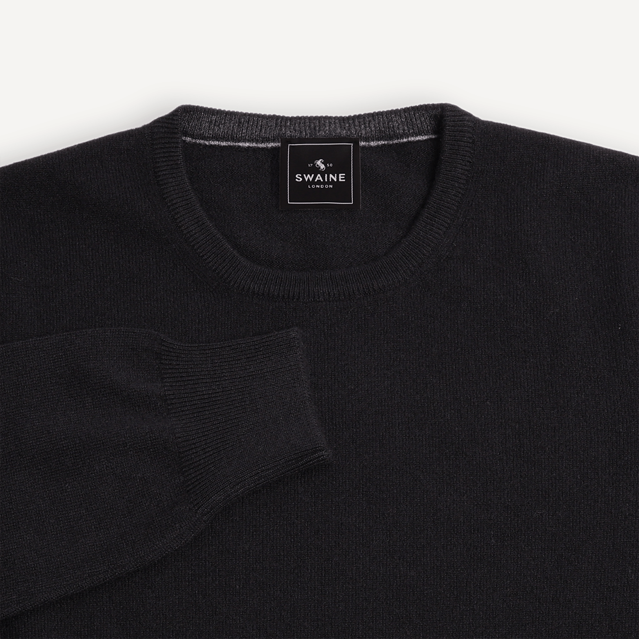 Crew Neck Jumper - Black - Swaine