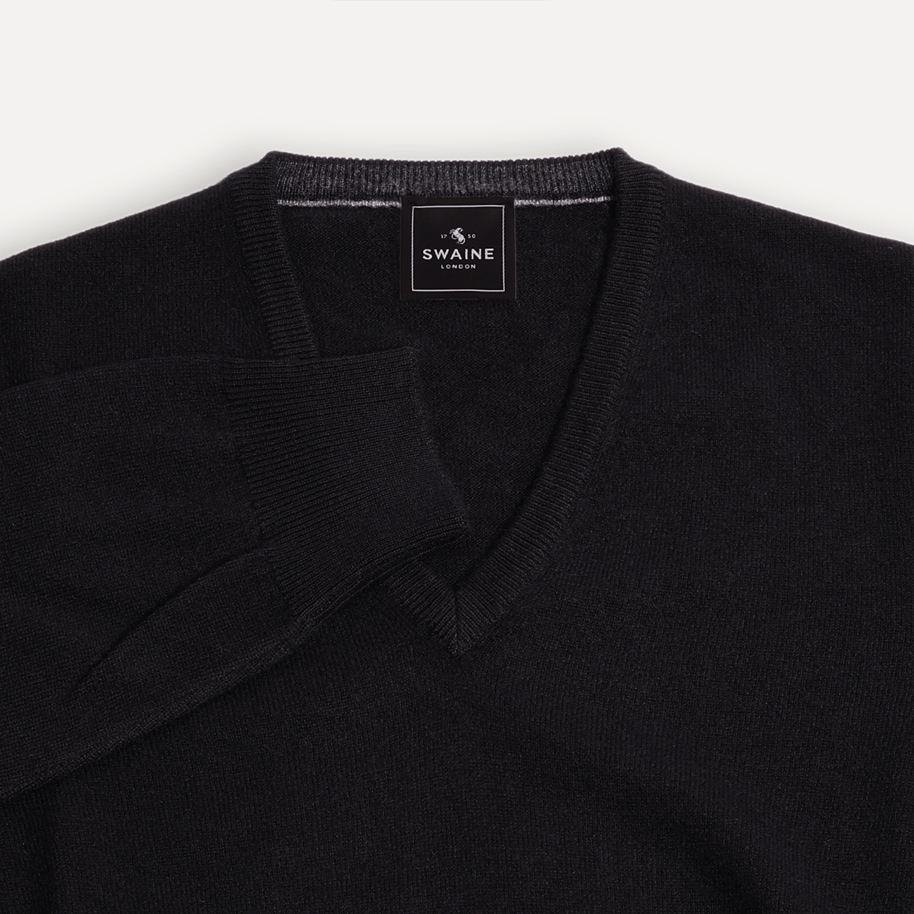 V Neck Jumper - Black - Swaine