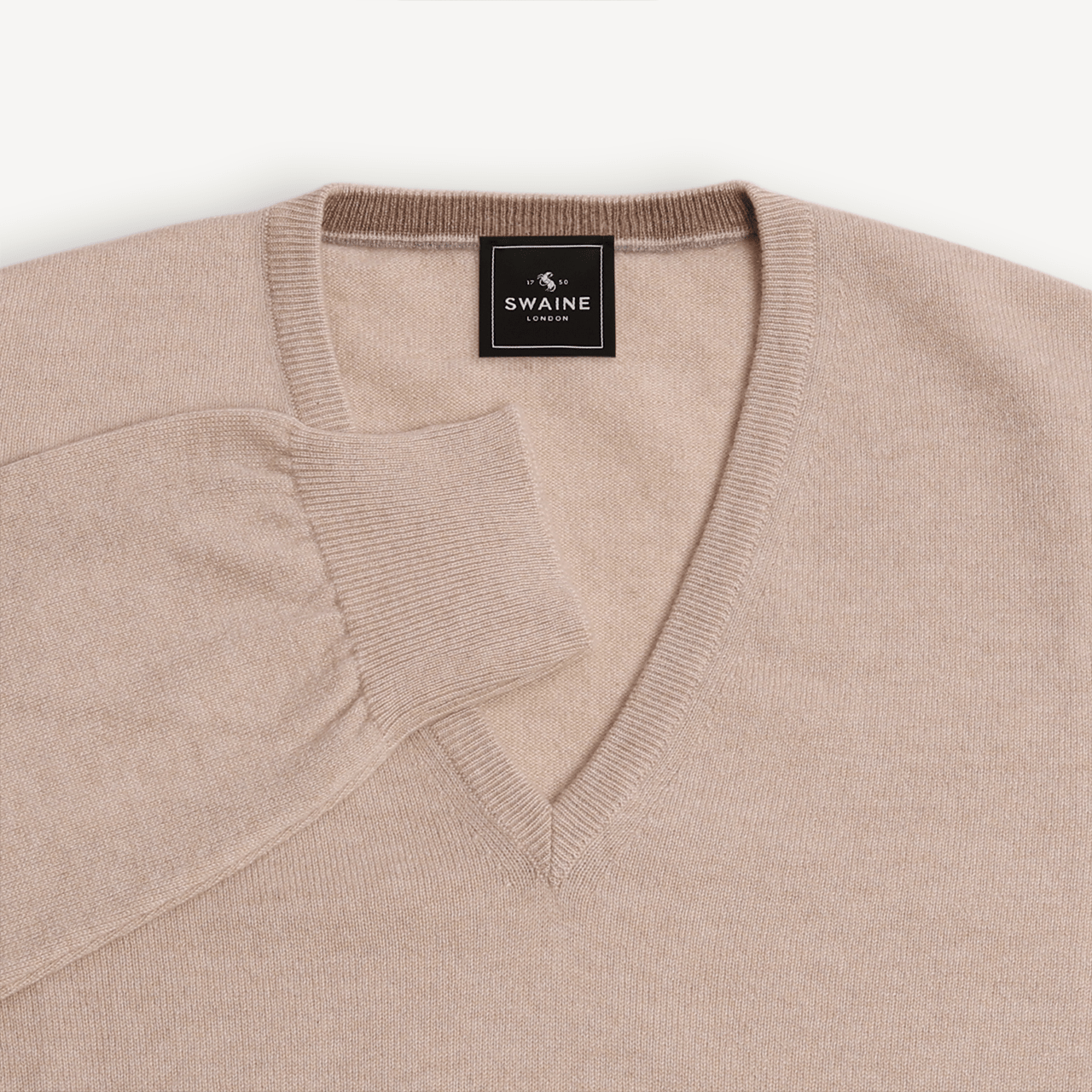 V Neck Jumper - Beige - Swaine