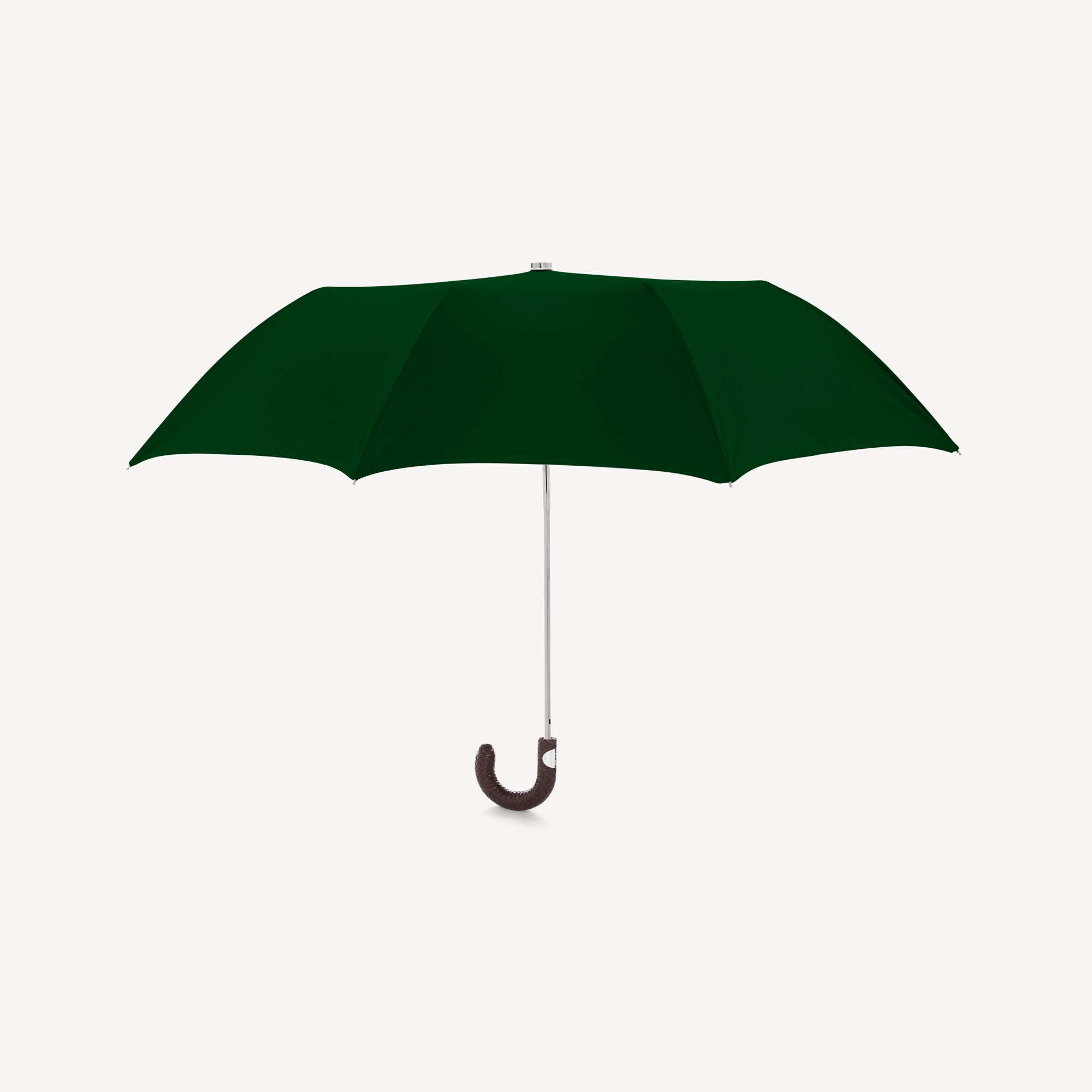 Collapsible Umbrella with Braided Leather Handle - Forest - Swaine