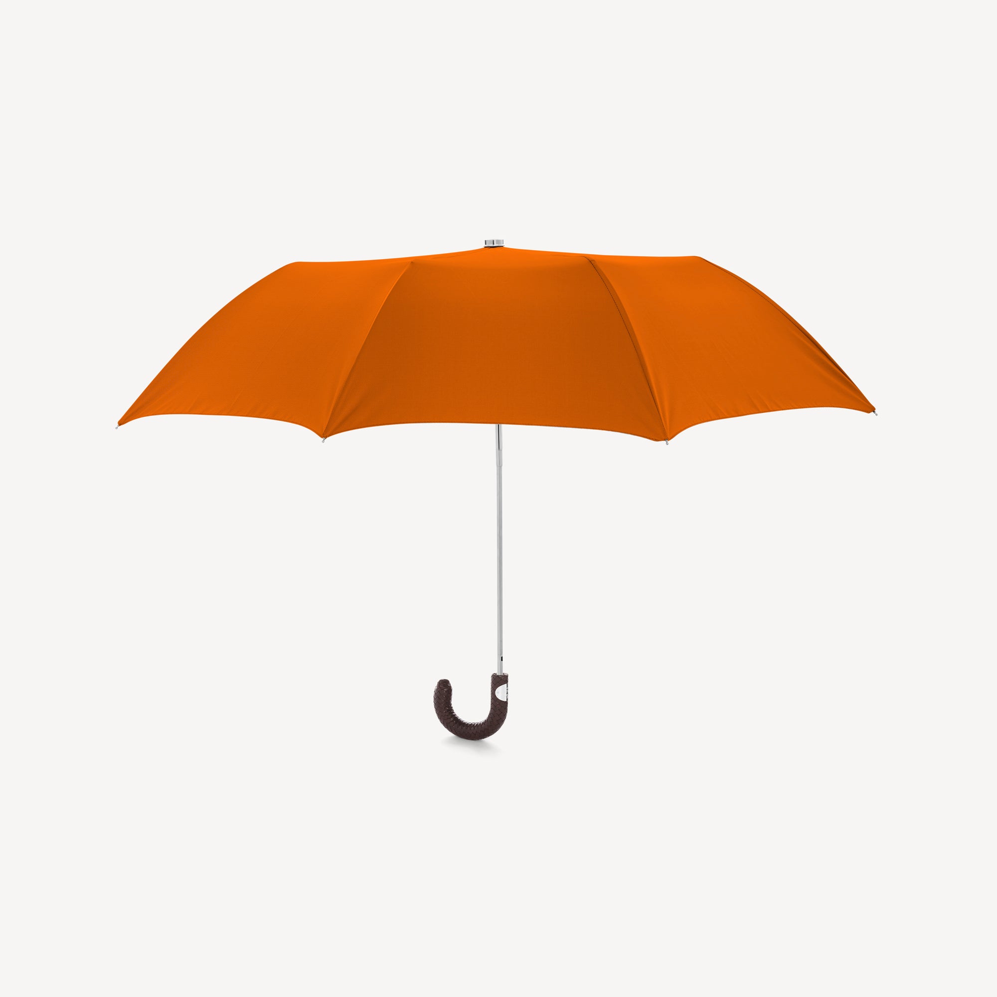 Collapsible Umbrella with Braided Leather Handle - Pumpkin - Swaine