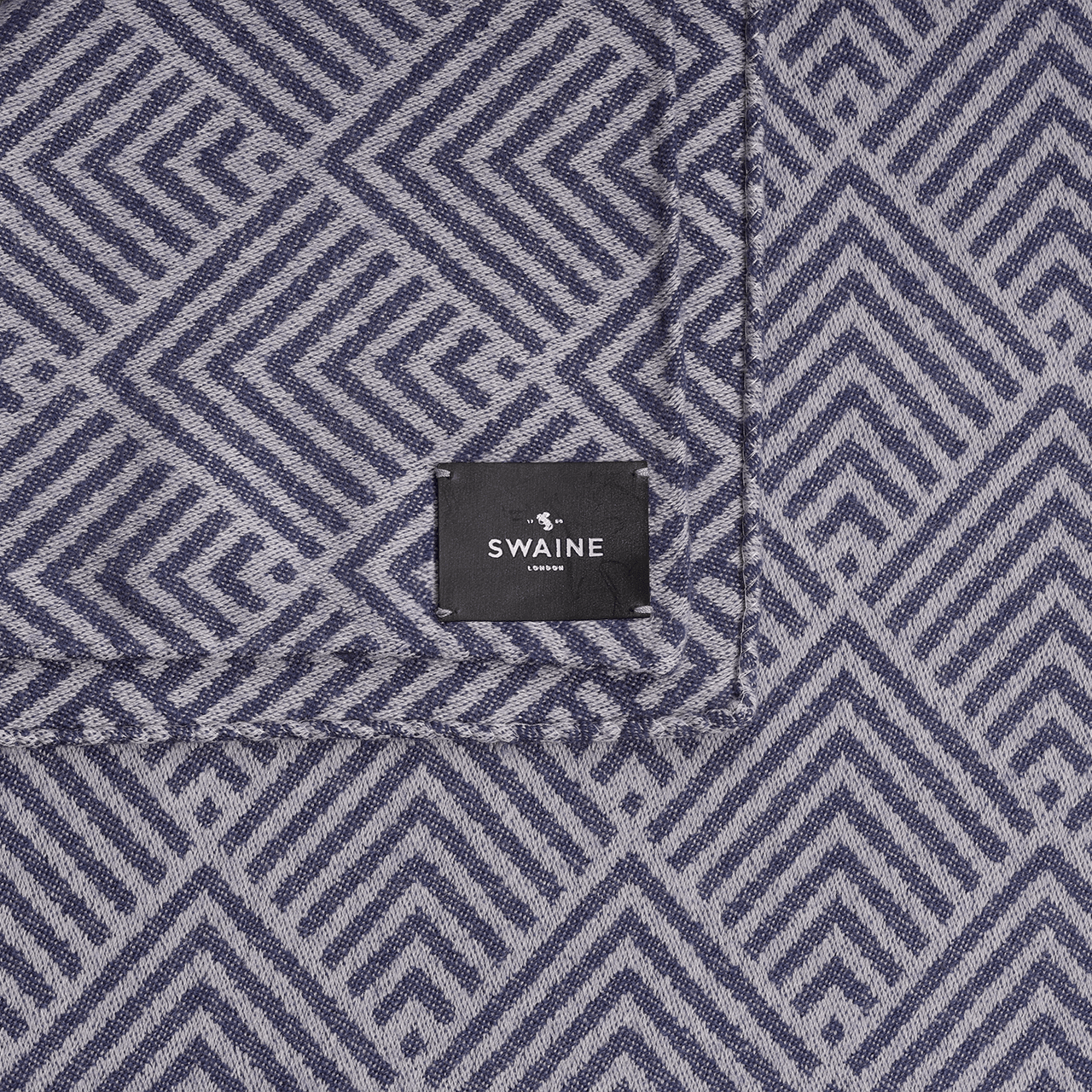 Madison Square Jacquard Scarf - Blue and Grey - Swaine