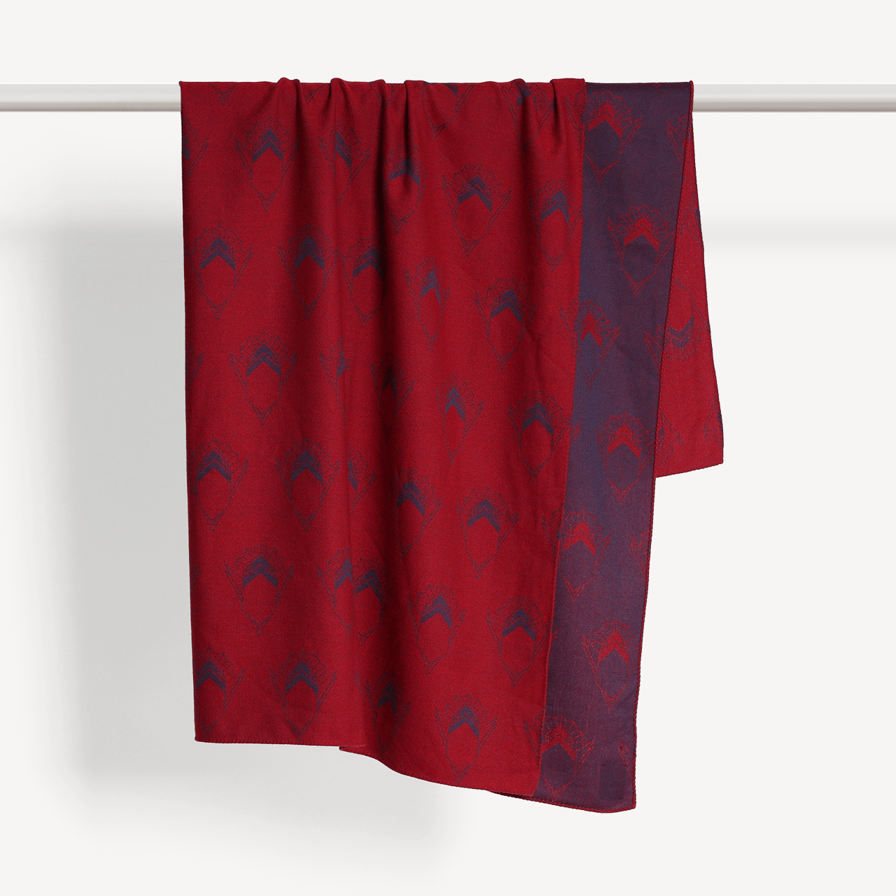 Mayfair Jacquard Square Scarf - Red and Navy - Swaine