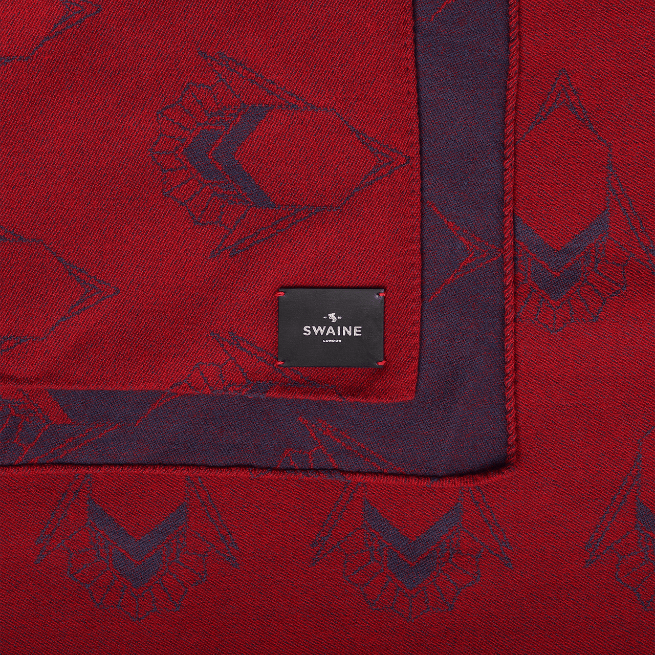 Mayfair Jacquard Square Scarf - Red and Navy - Swaine