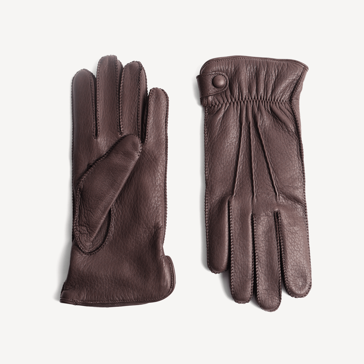 Men's Leather Nappa Gloves - Dark Brown - Swaine Group Ltd