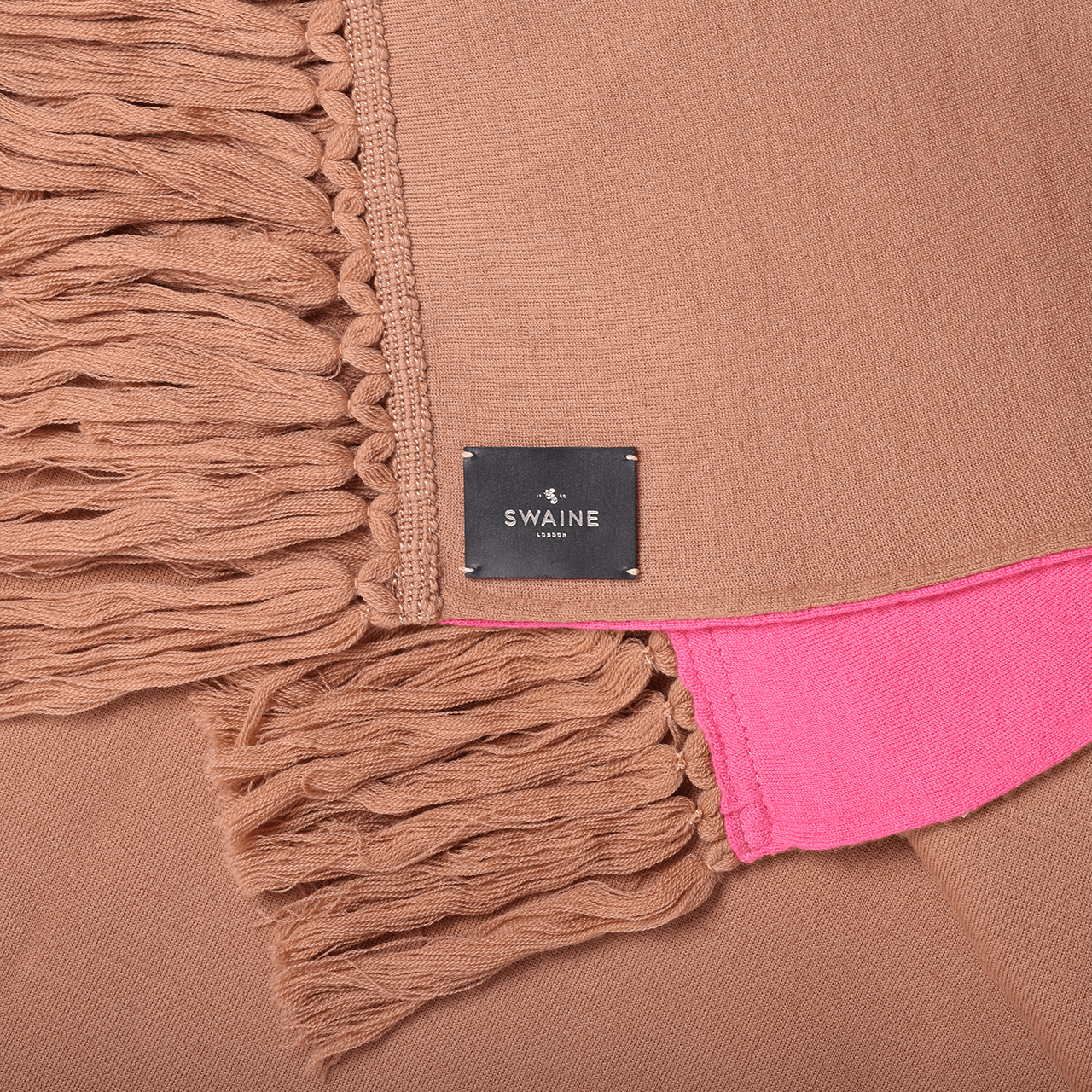 Milano Double Face Shawl - Brown and Pink - Swaine