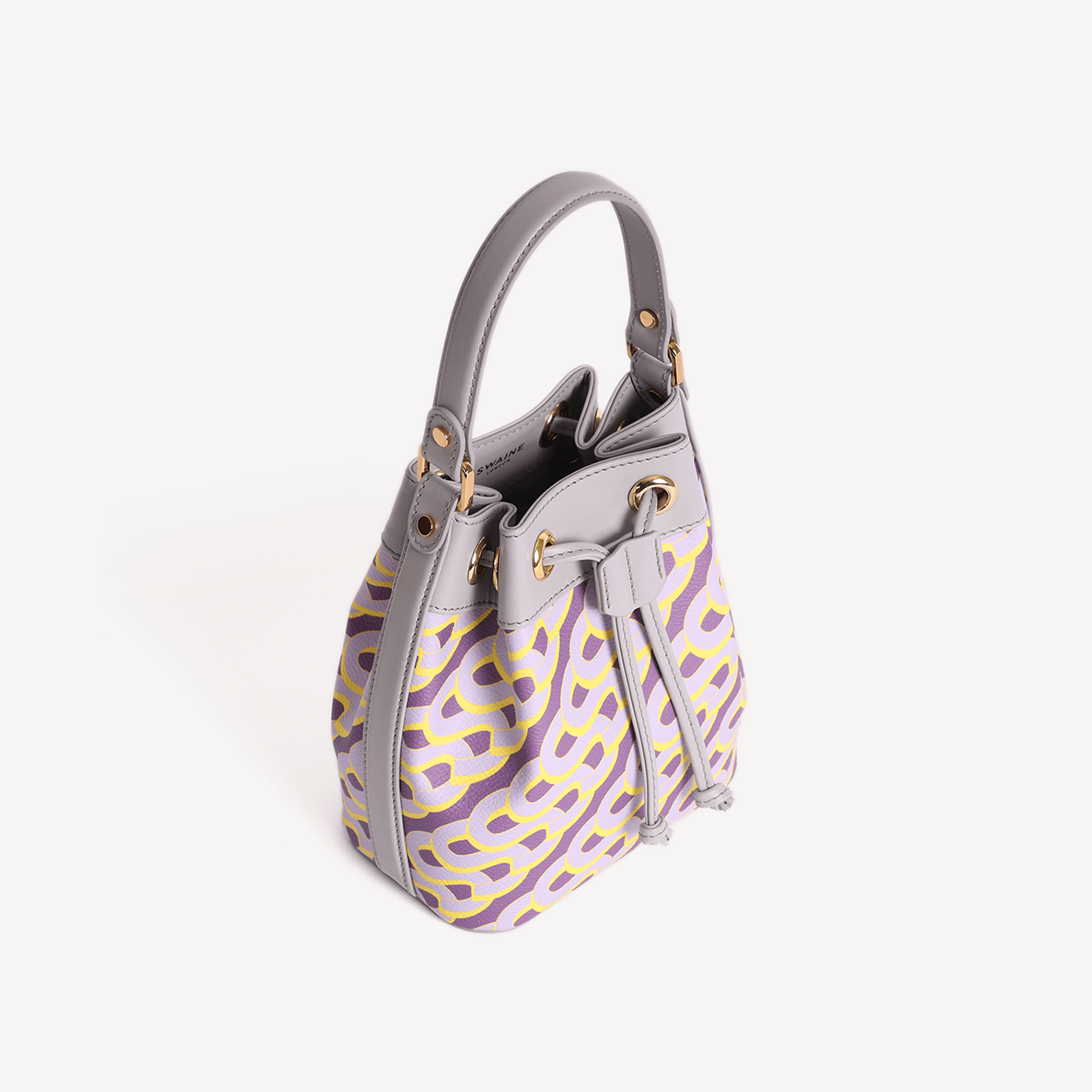 Pouch Bag Medium Monogram Print - Yellow & Lilac - Swaine