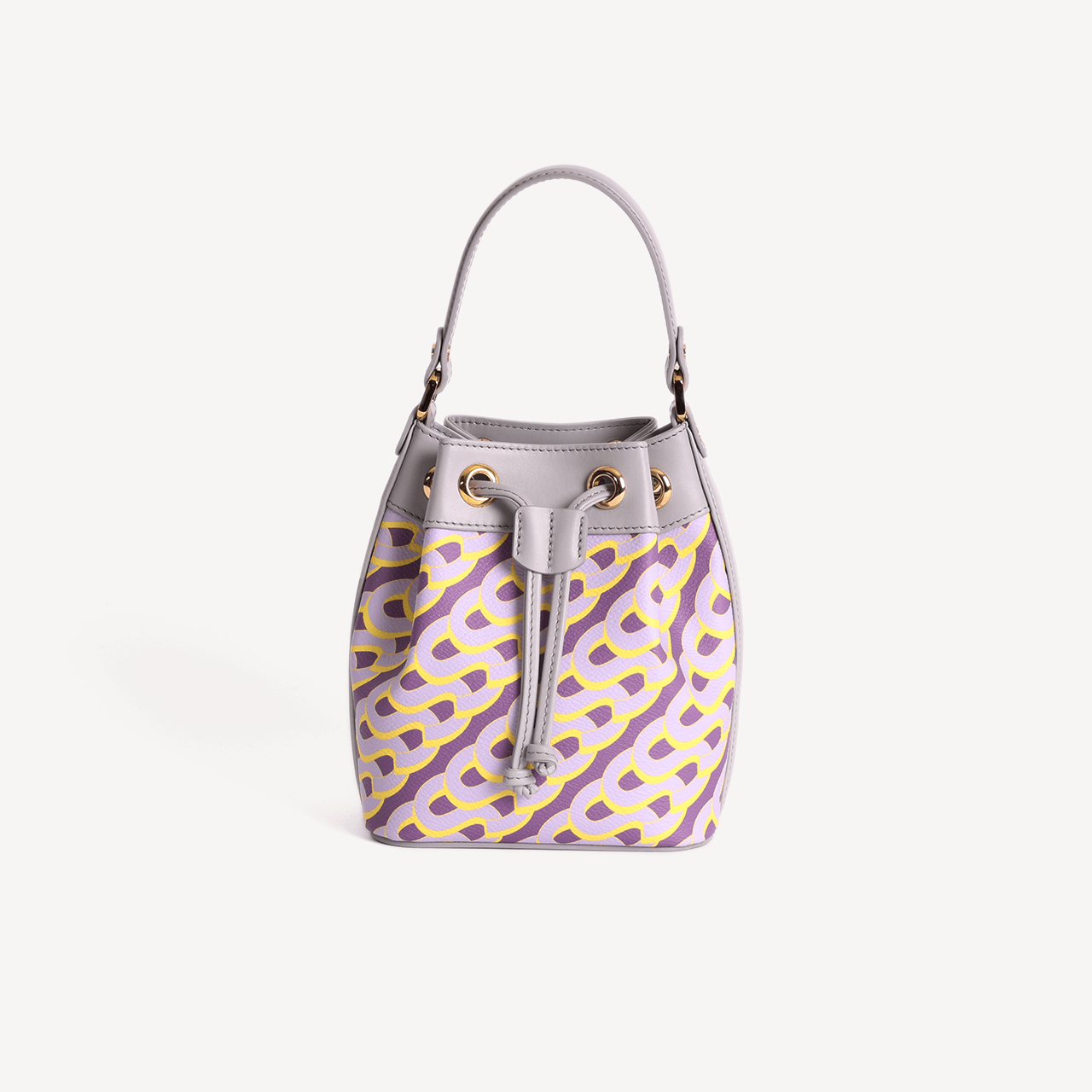 Pouch Bag Medium Monogram Print - Yellow & Lilac - Swaine