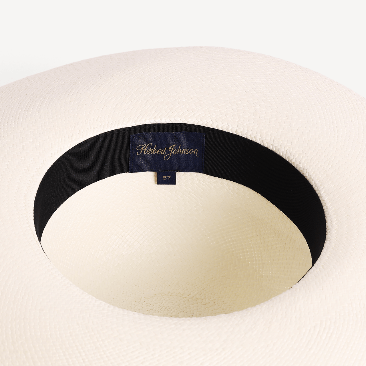 Essential Panama Toquilla Straw - White with Navy Band - Swaine