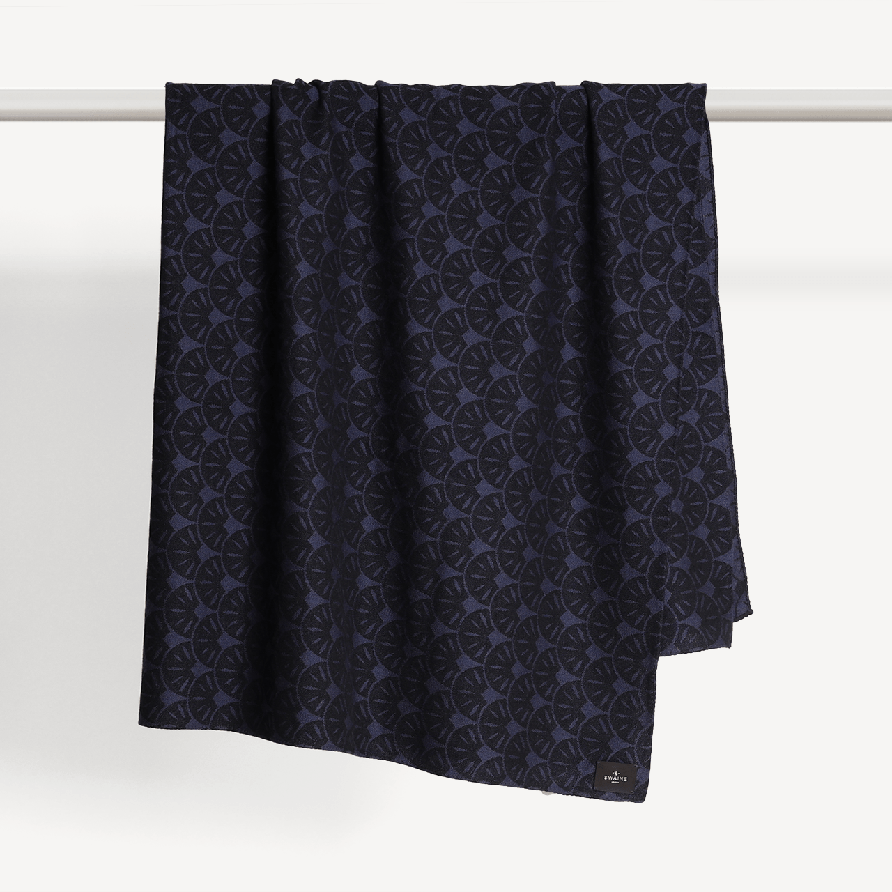 Portofino Square Scarf - Black and Navy - Swaine