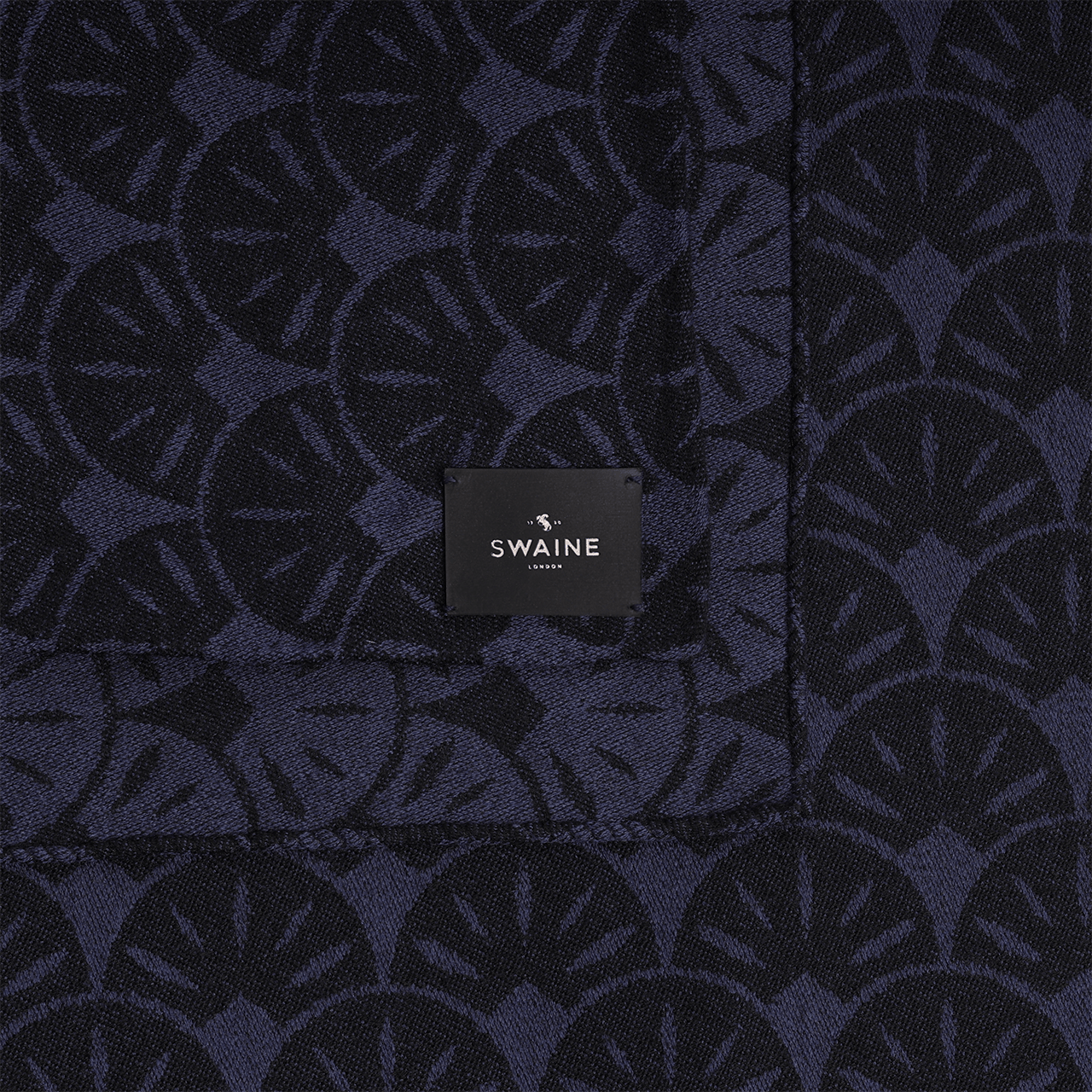 Portofino Square Scarf - Black and Navy - Swaine