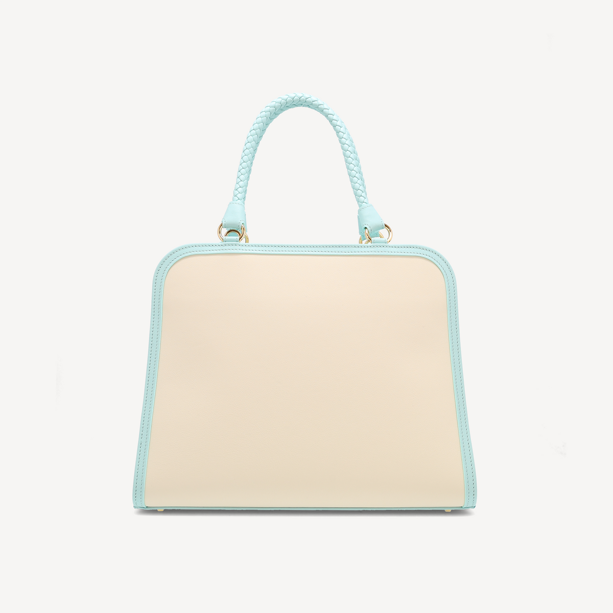 Bel-Air Handbag - Blue and white Calf (Polished Brass)