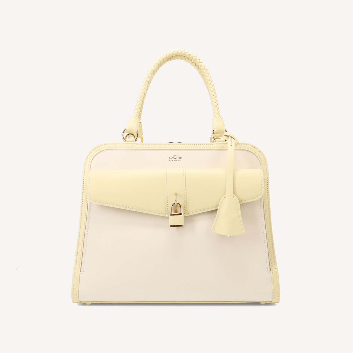 Bel-Air Handbag - Yellow and white calf leather (Polished Brass) - Swaine Group Ltd