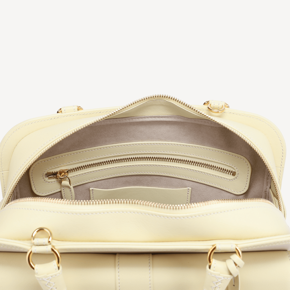 Bel-Air Handbag - Yellow and white calf leather (Polished Brass) - Swaine Group Ltd
