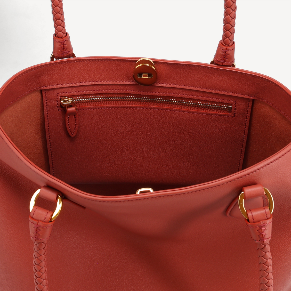 Malibu Handbag - Terracotta Calf (Polished Brass)