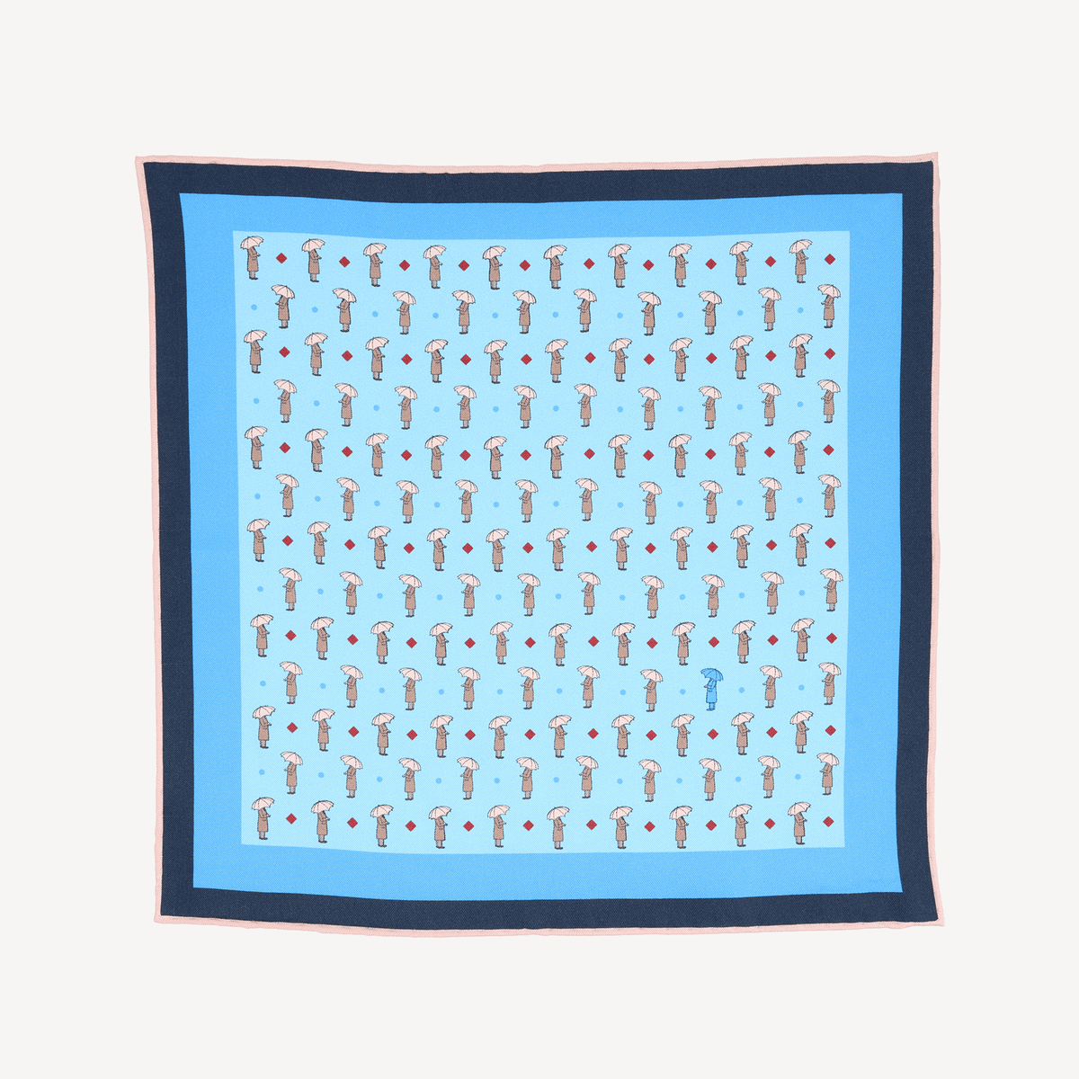 Silk Pocket Illustration - Light Blue with Umbrella - Swaine Group Ltd