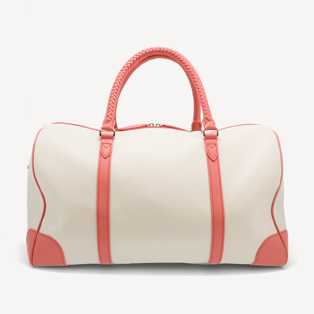 Poolside Duffle Bag - Ivory pebble and Dark Coral Calf (Polished Brass) - Swaine Group Ltd
