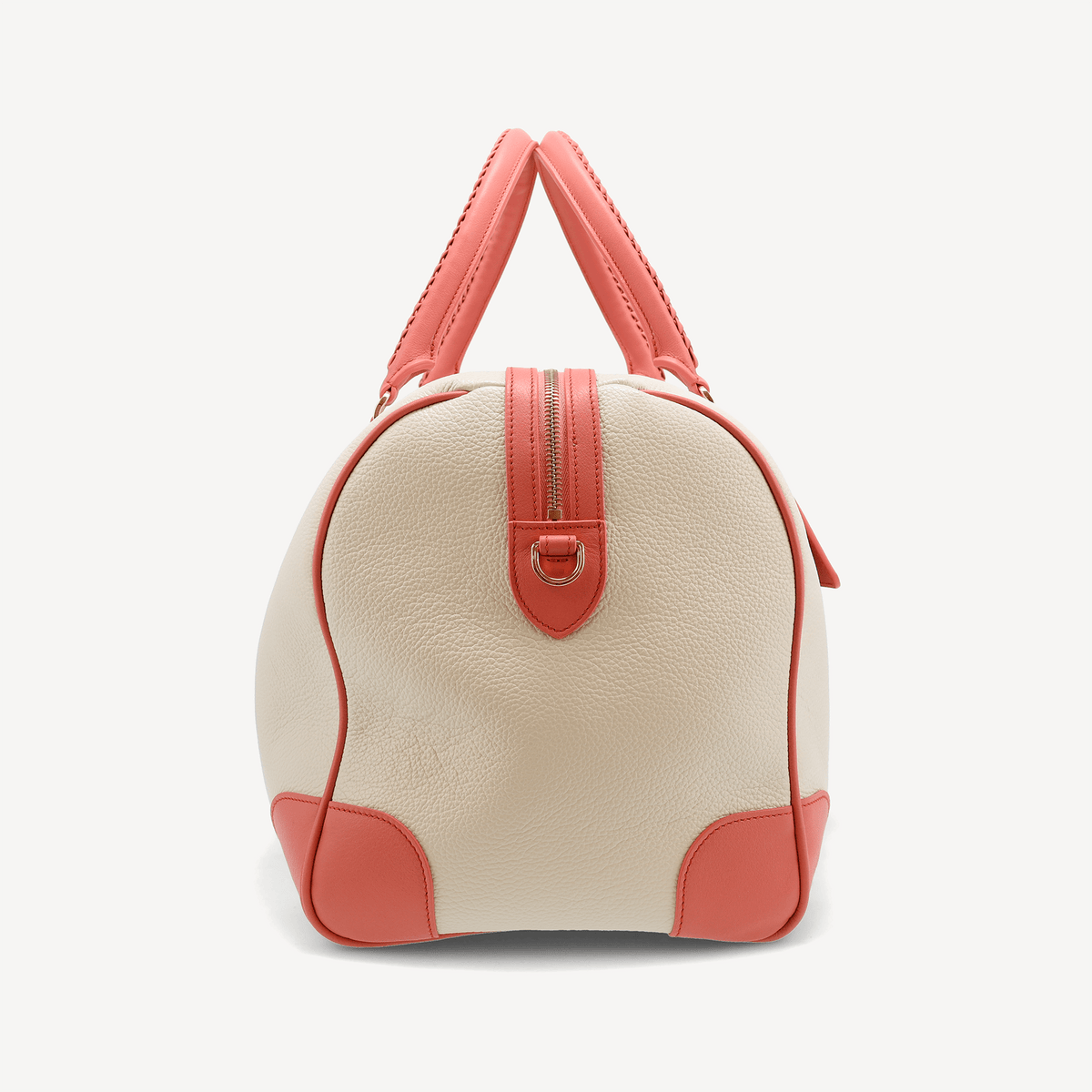 Poolside Duffle Bag - Ivory pebble and Dark Coral Calf (Polished Brass) - Swaine Group Ltd