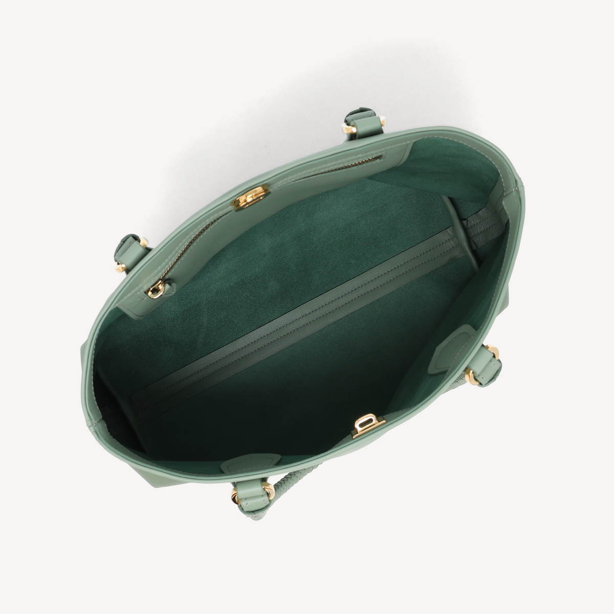 Malibu Handbag - Dark Sage Calf (Polished Brass)