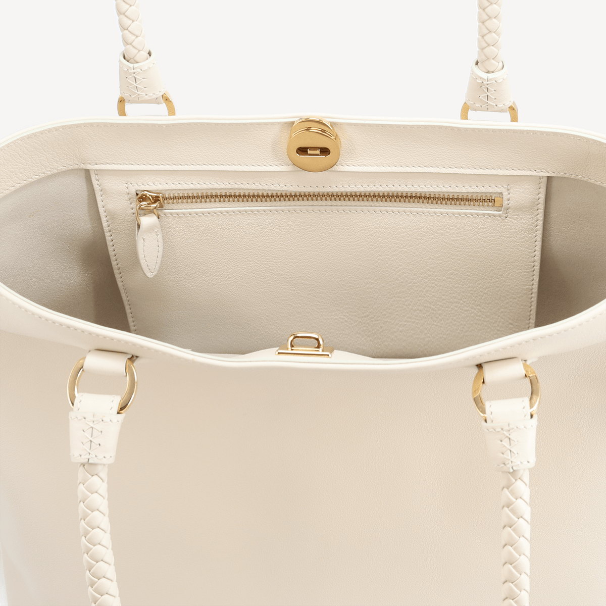 Malibu Handbag - Ivory Calf (Polished Brass) - Swaine Group Ltd