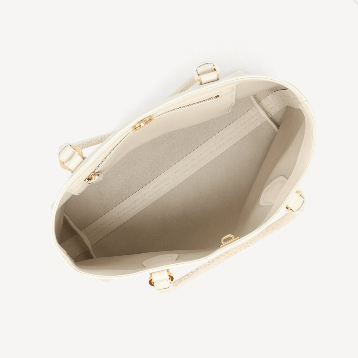 Malibu Handbag - Ivory Calf (Polished Brass) - Swaine Group Ltd