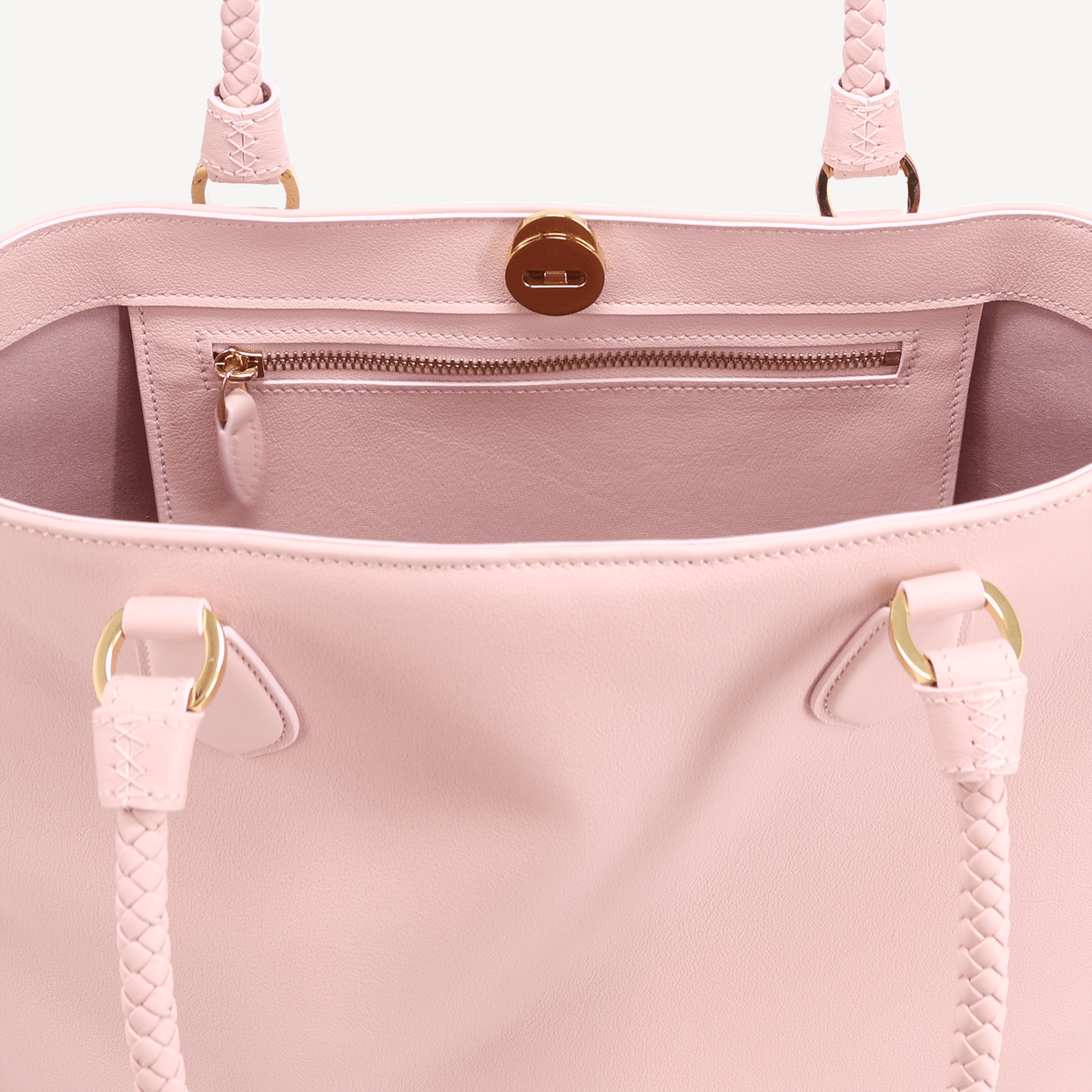 Malibu Handbag - Pink Calf (Polished Brass) - Swaine Group Ltd