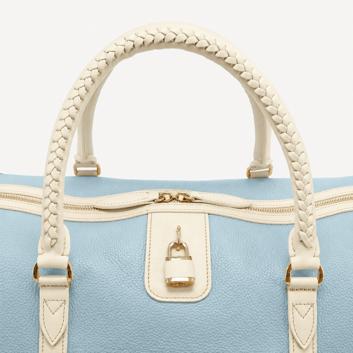Poolside Duffle Bag - Blue pebble and Ivory Calf (Polished Brass) - Swaine Group Ltd