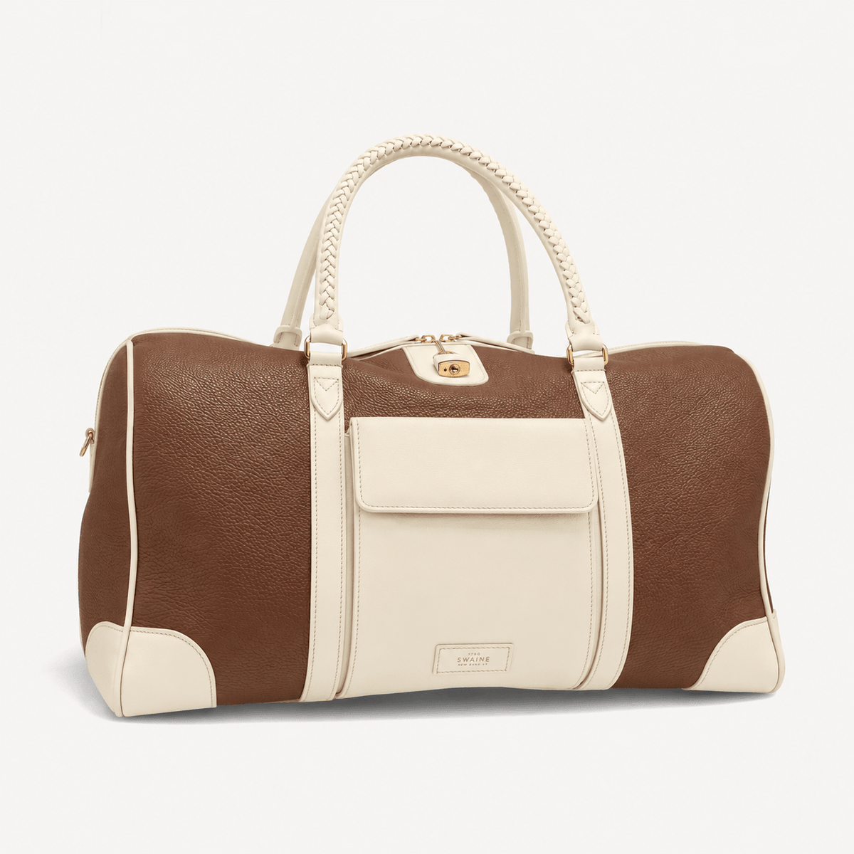 Poolside Duffle Bag - Cognac pebble and Ivory Calf (Polished Brass) (Copy) - Swaine Group Ltd