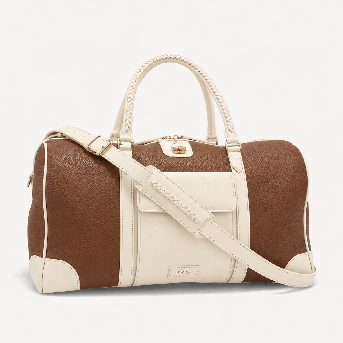 Poolside Duffle Bag - Cognac pebble and Ivory Calf (Polished Brass) (Copy) - Swaine Group Ltd