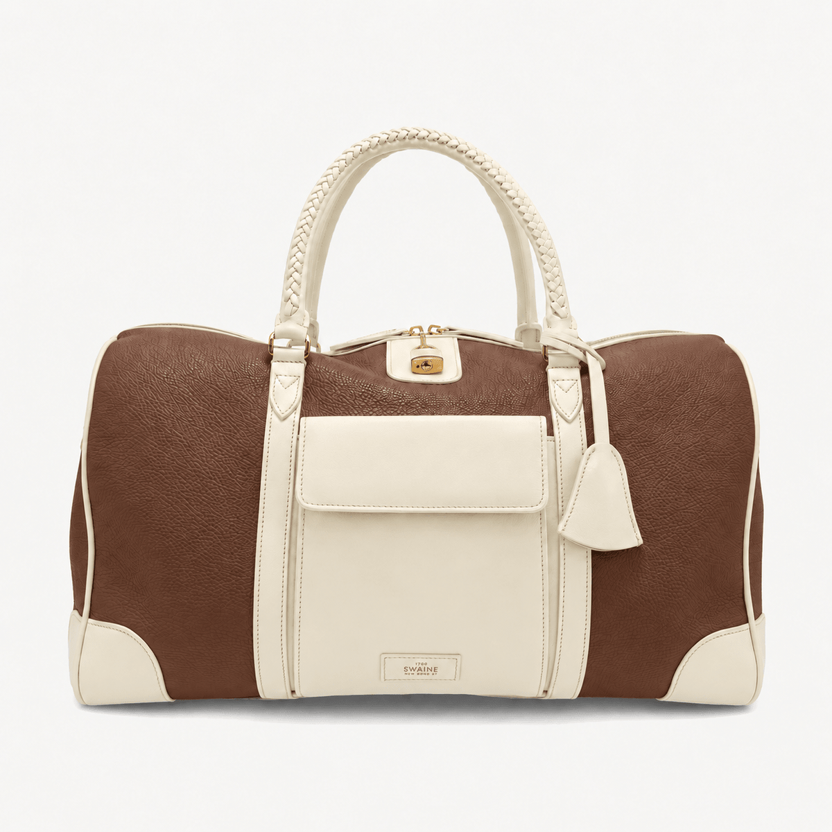 Poolside Duffle Bag - Cognac pebble and Ivory Calf (Polished Brass) (Copy) - Swaine Group Ltd
